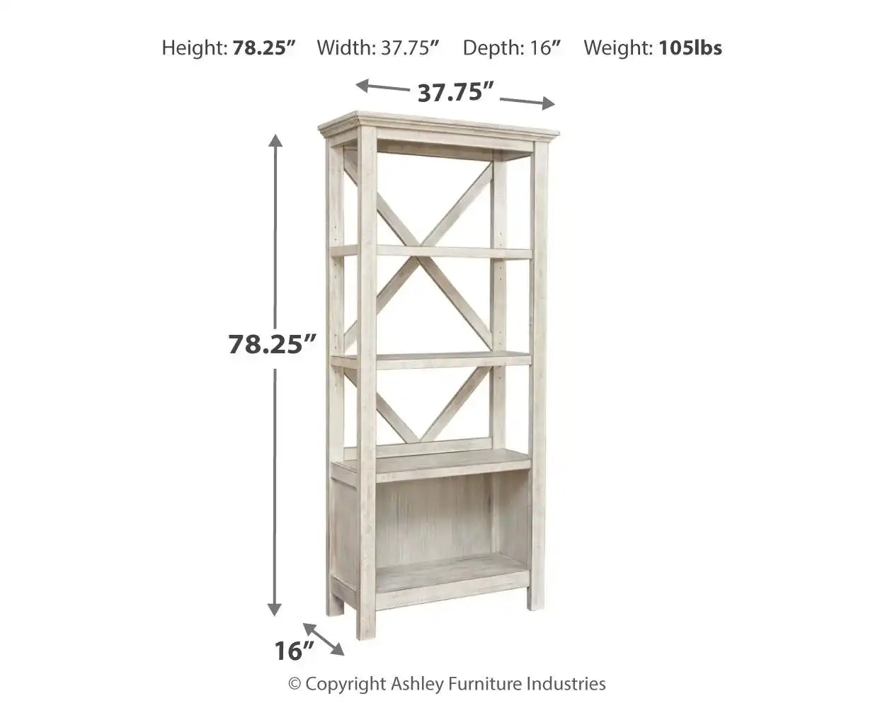 Carynhurst - Large Bookcase - Whitewash - Best Buy Furniture