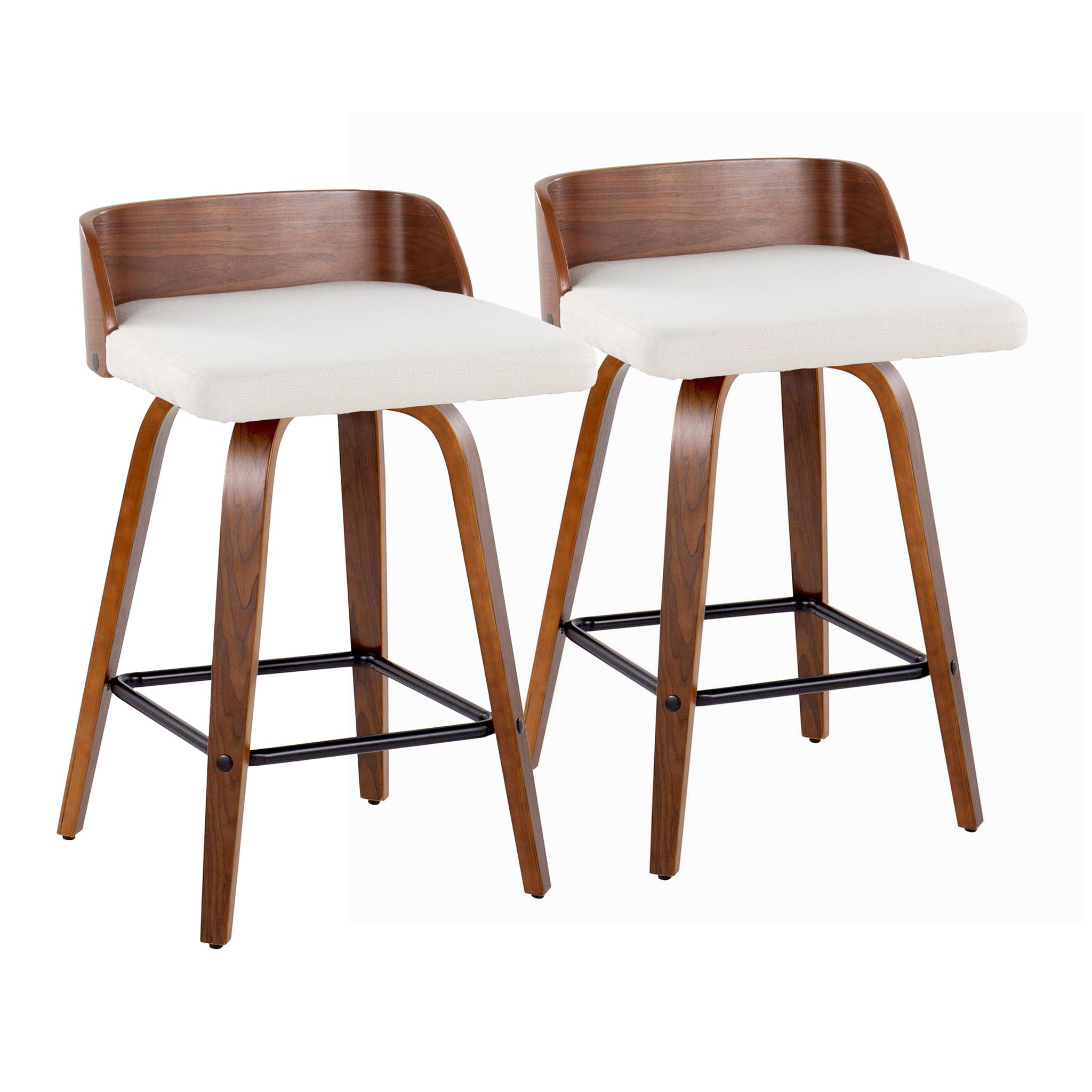 Maya - Mid Century Modern Fixed Height Counter StoolSwivel And Square Footrest (Set of 2) - Best Buy Furniture