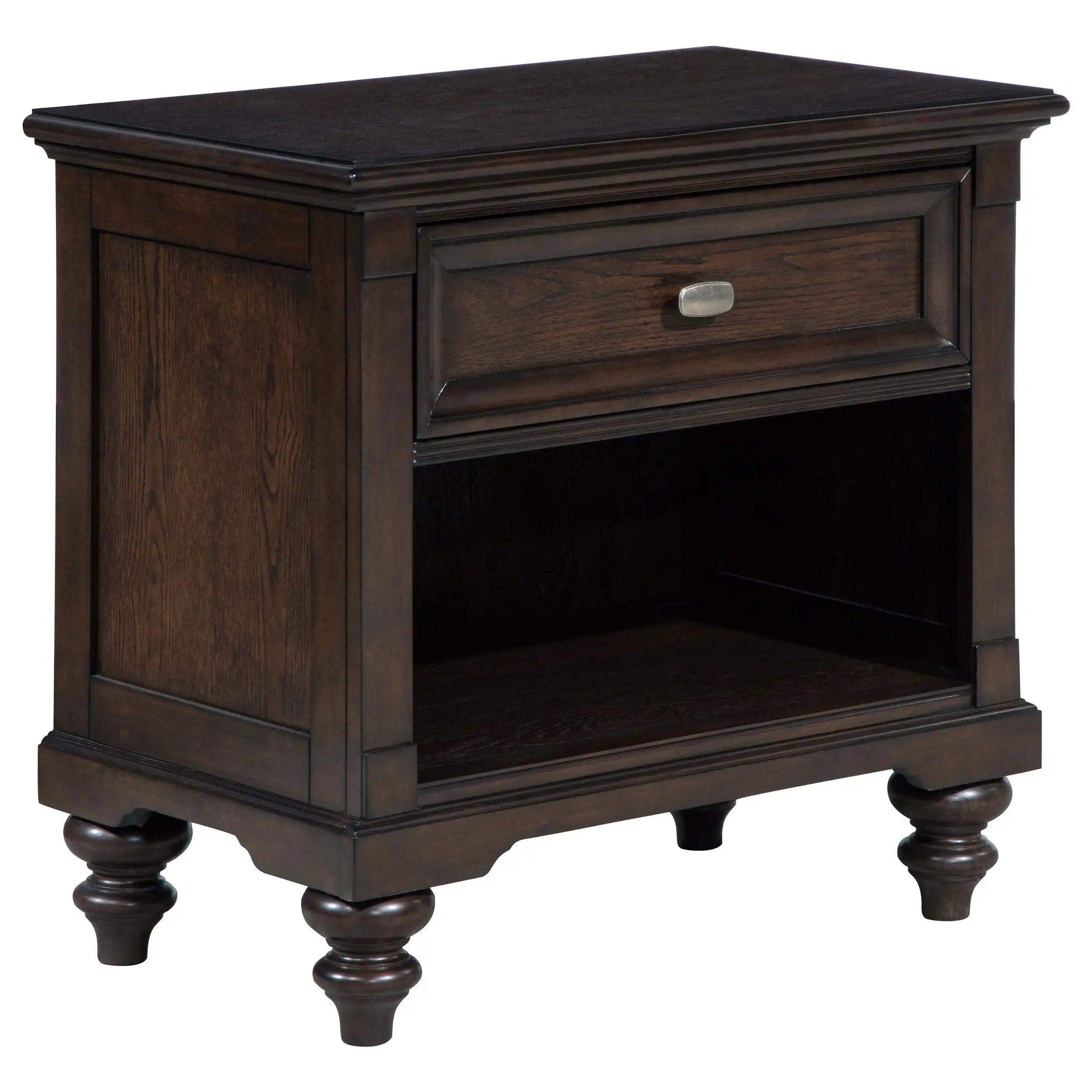 Andover - 1-Drawer Nightstand Bedside Table - Dark Oak - Best Buy Furniture