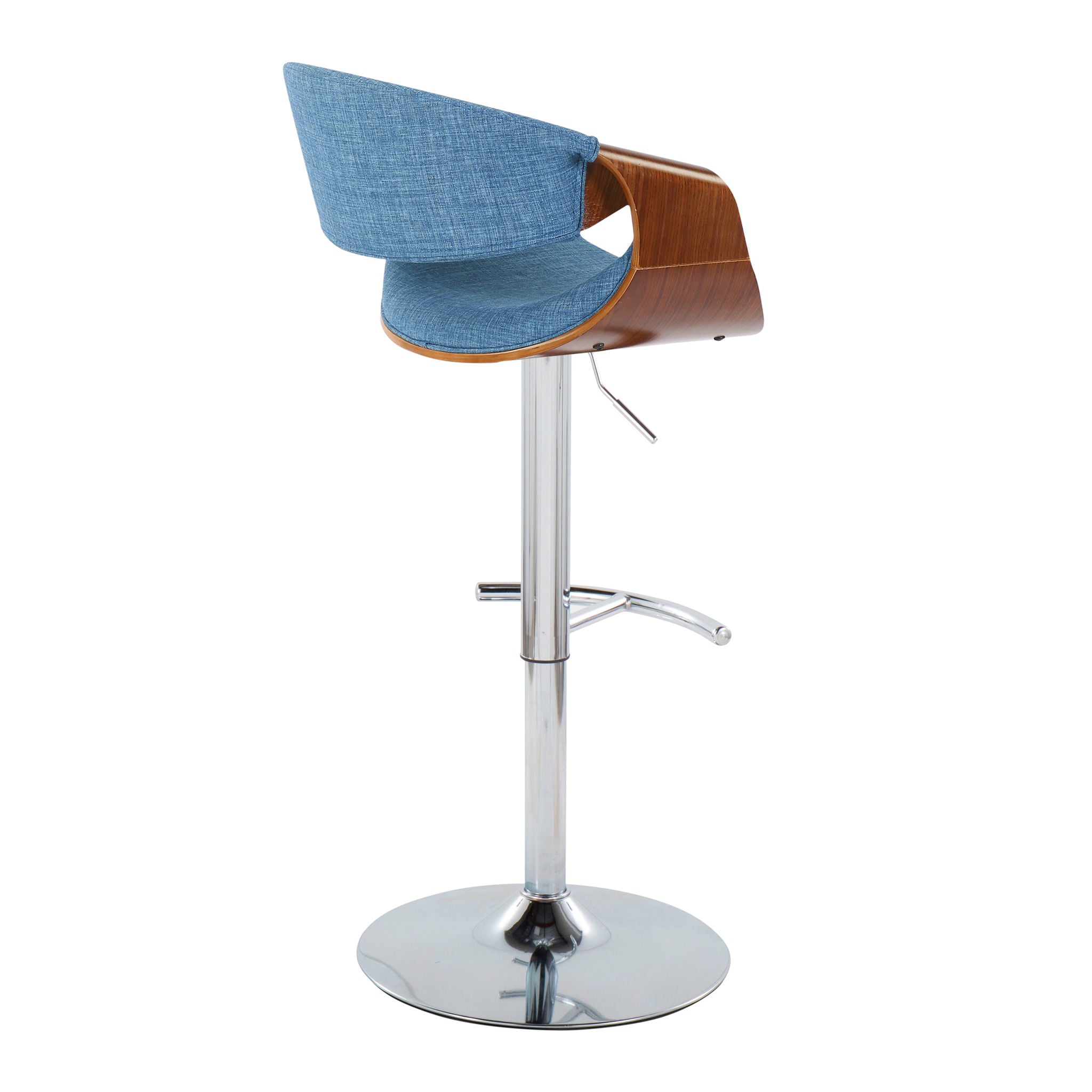 Curvo - Mid Century Modern Adjustable Barstool With Swivel With Rounded T Footrest (Set of 2) - Best Buy Furniture