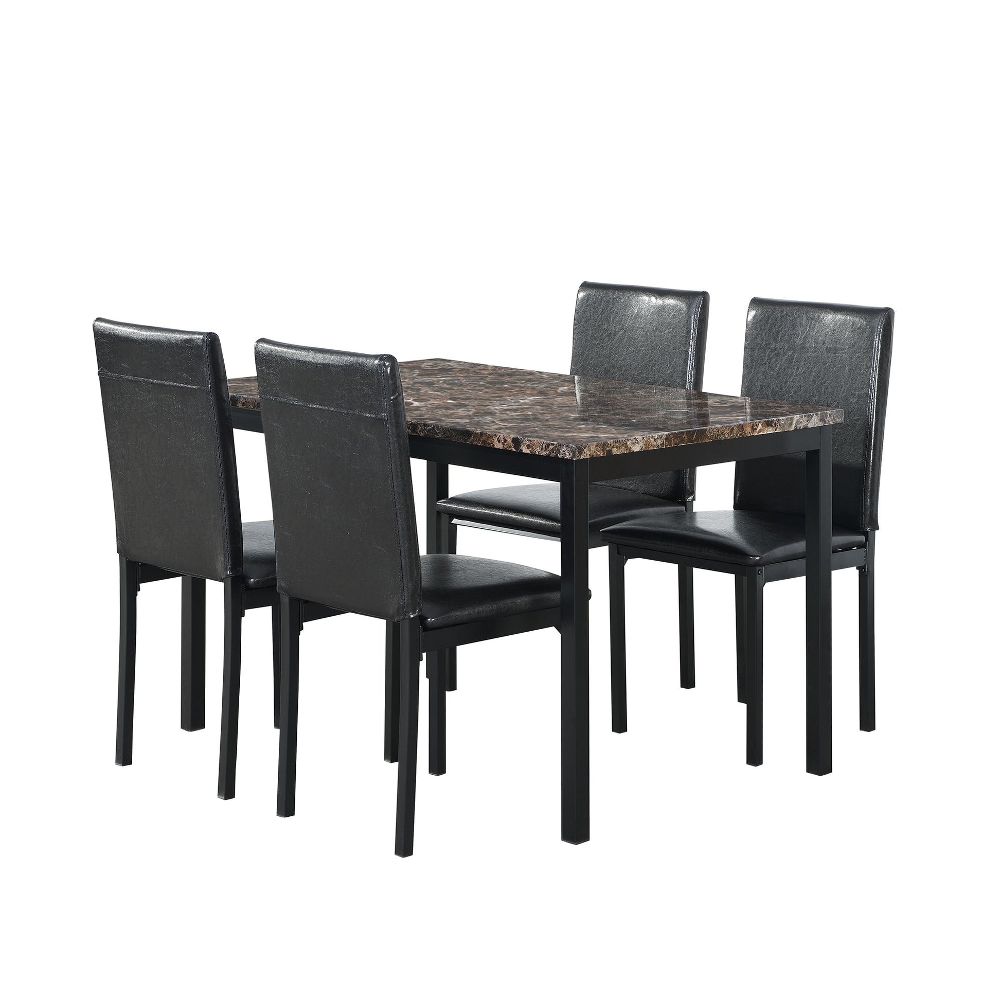 5 Piece Dinning Set With Faux Marble Top, Table & 4 Chairs - Black - Best Buy Furniture