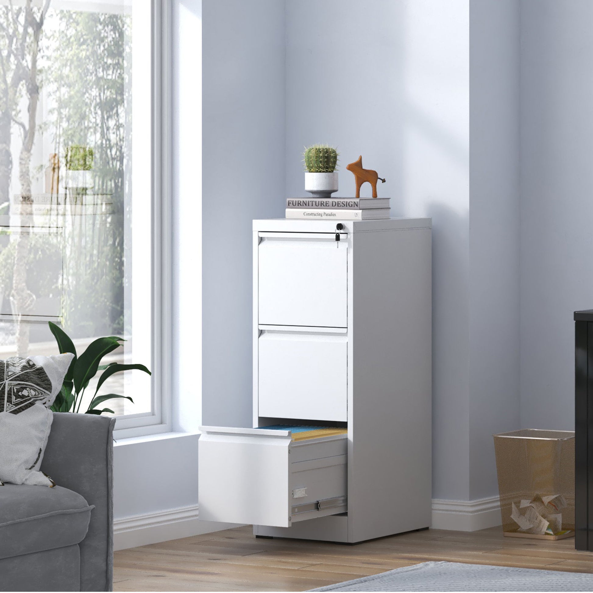 Steel Drawer Vertical File Cabinet With Lock For A4 Legal / Letter Size - Best Buy Furniture