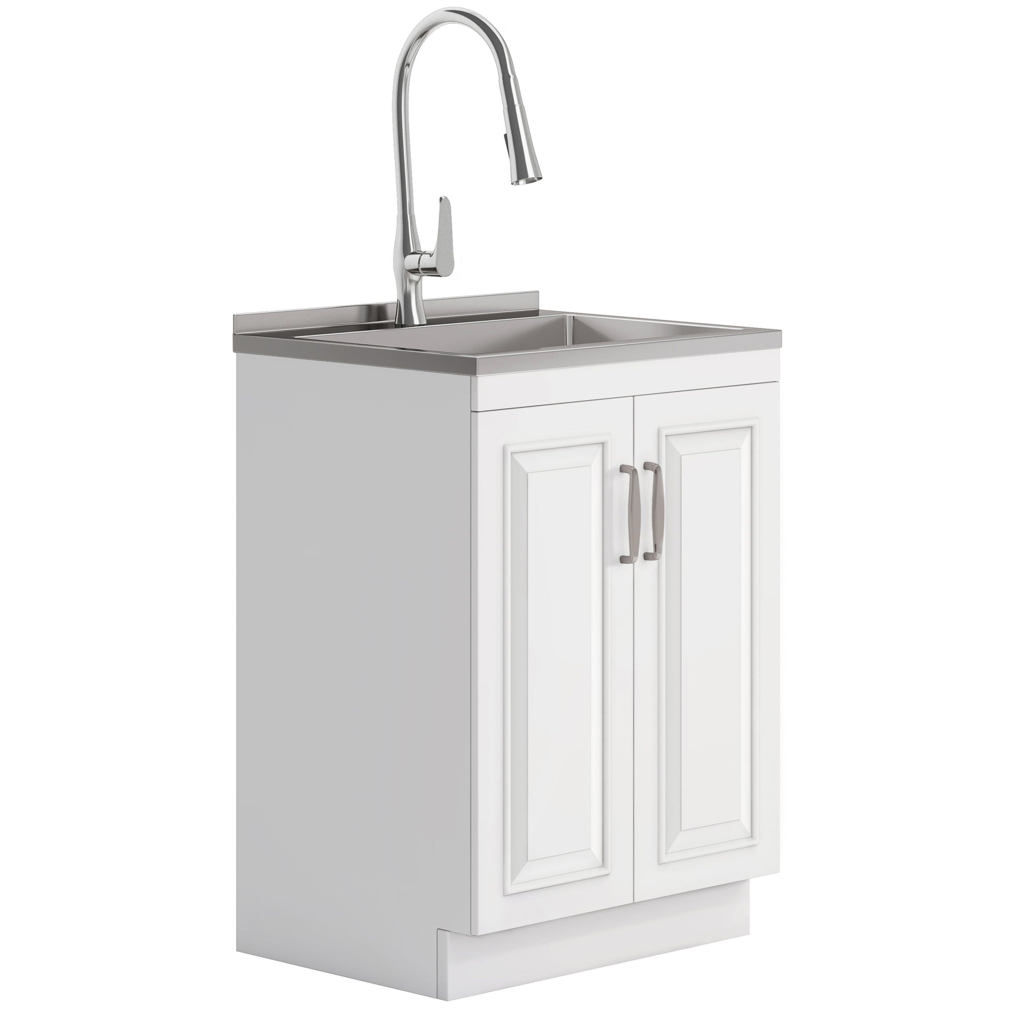Darwin - Deluxe Laundry Cabinet With Pull-Out Faucet And Stainless Steel Sink - Best Buy Furniture