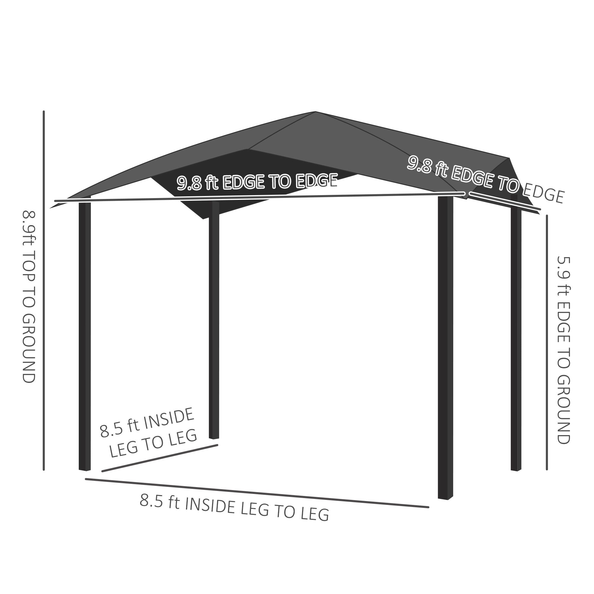 Outsunny - 10' x 10' Soft Top Patio Gazebo Outdoor Canopy With Unique Geometric Design Roof, All-Weather Steel Frame - Gray - Best Buy Furniture