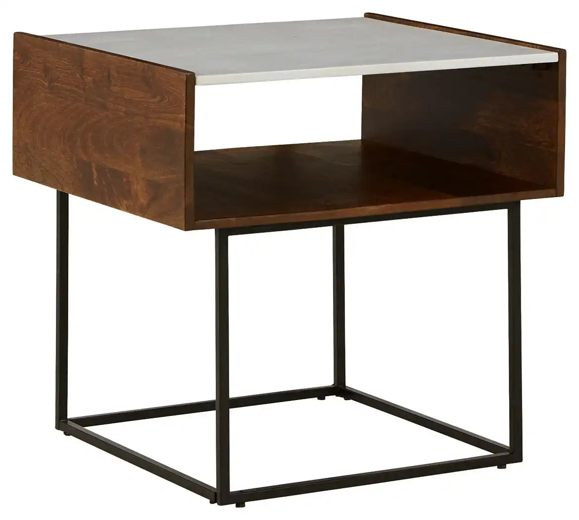 Rusitori - Rectangular End Table - Brown / Beige / White - Best Buy Furniture