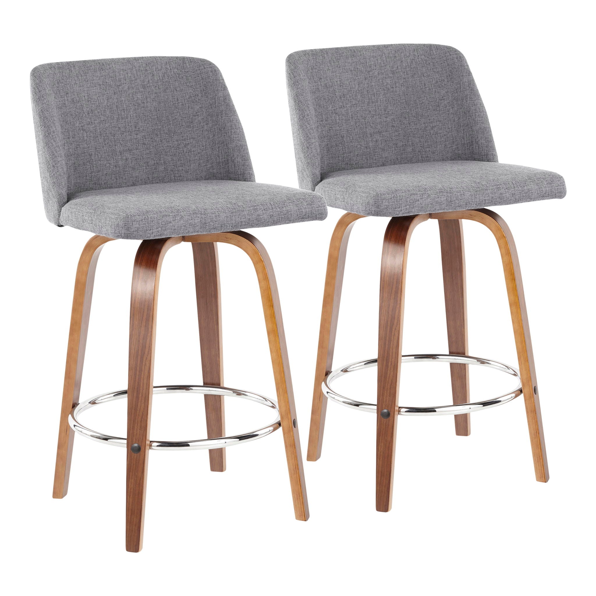Toriano - Mid-Century Modern Fixed Height Counter Stool With Round Footrest (Set of 2) - Best Buy Furniture