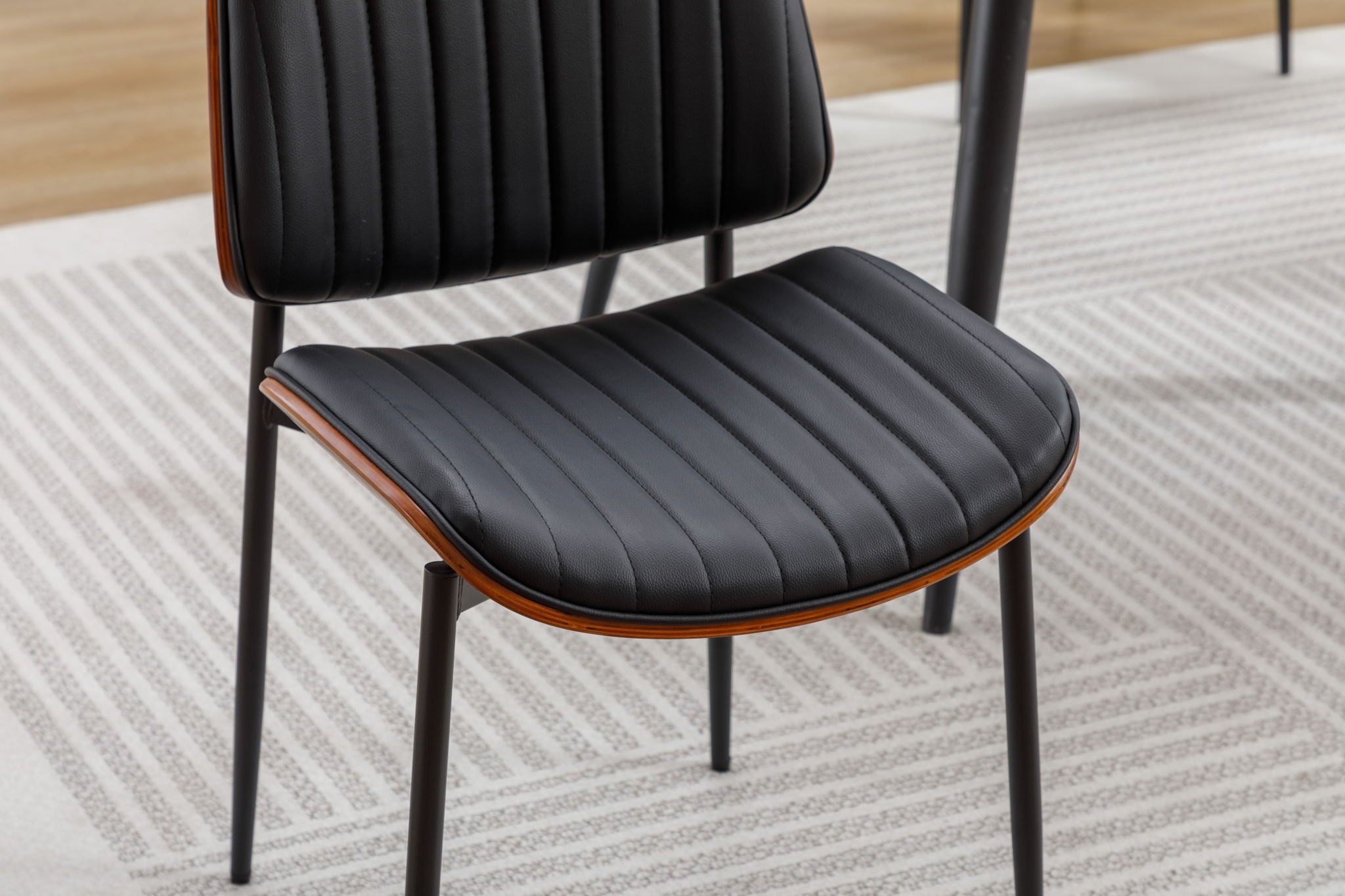 Dining Chairs (Set of 2) Mid-Century Modern Retro Faux Leather Chair With Bentwood Upholstered Seat Metal Legs Adjustable Foot For Kitchen Dining Room Chairs - Best Buy Furniture