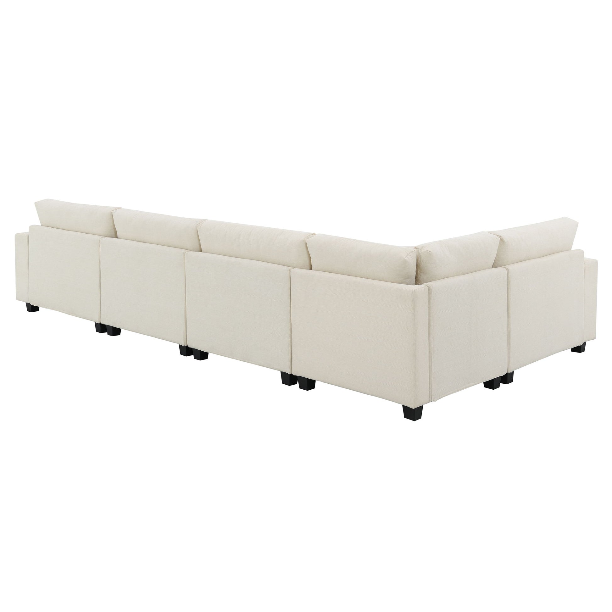 U Shaped Sectional Sofa 6 Seat Couch Set With Oversized Ottoman, Hidden Armrest Storage And Cup Holders USB Charging Ports Wide Seat Sofa - Best Buy Furniture