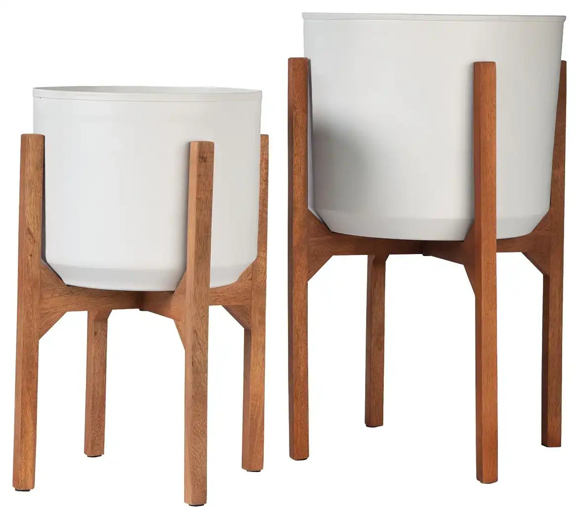 Dorcey - Planter Set (Set of 2) - White / Brown - Best Buy Furniture