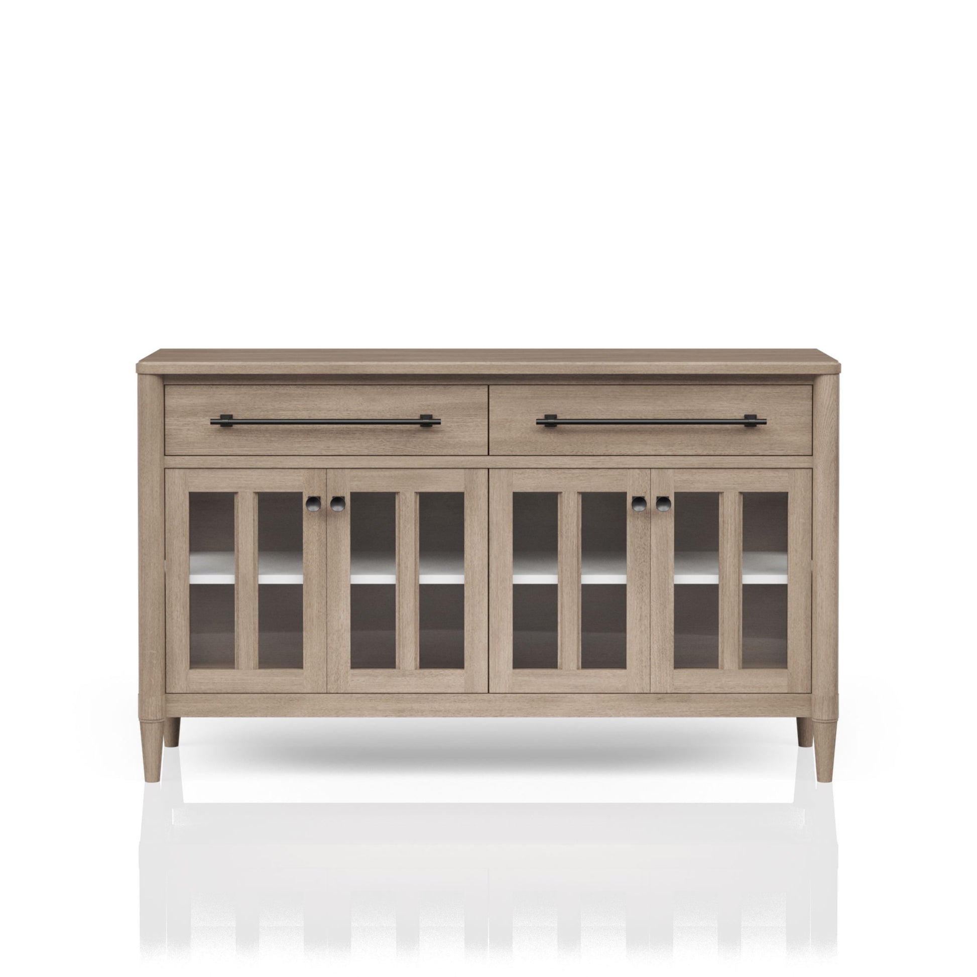 Power Ready - Buffet With Glass Cabinet Doors - Sand - Best Buy Furniture