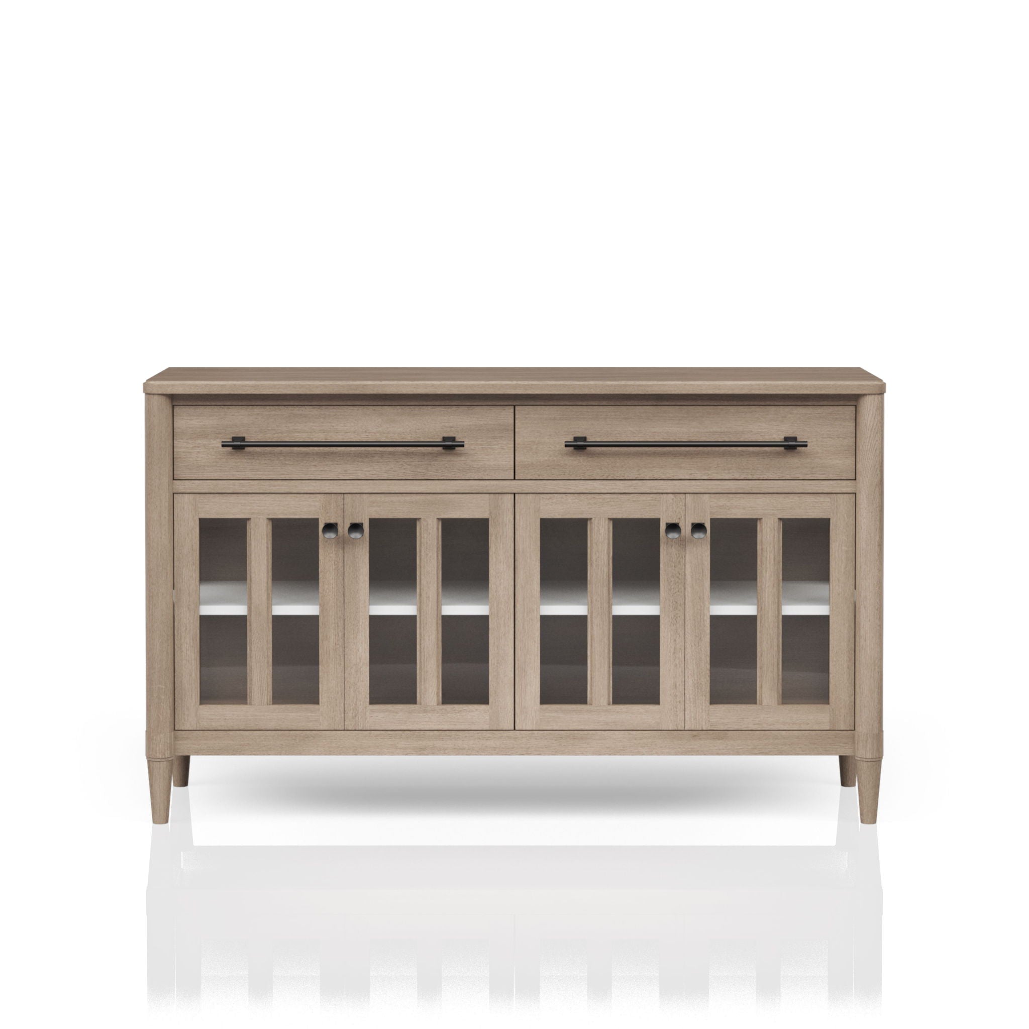 Power Ready - Buffet With Glass Cabinet Doors - Sand - Best Buy Furniture