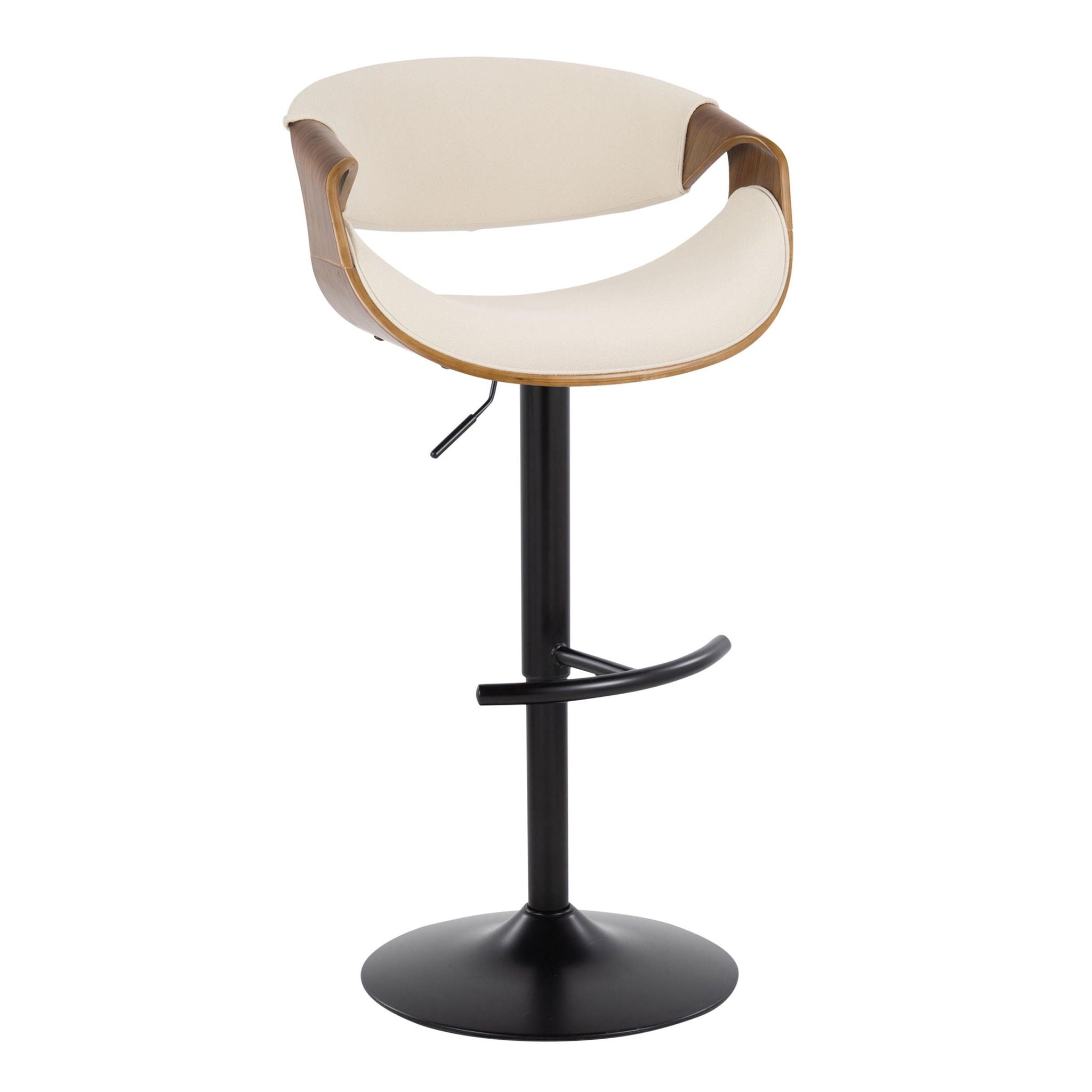 Curvo - Mid Century Modern Adjustable Barstool With Swivel & Rounded T Footrest (Set of 2) - Best Buy Furniture