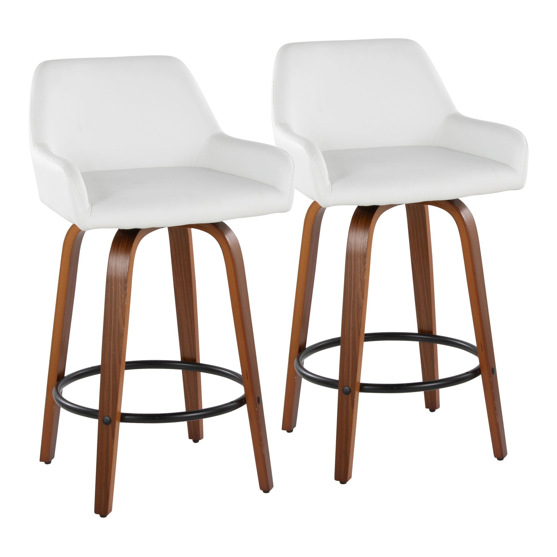 Daniella - Contemporary Fixed Height Counter Stool With Swivel With Round Footrest (Set of 2) - Best Buy Furniture