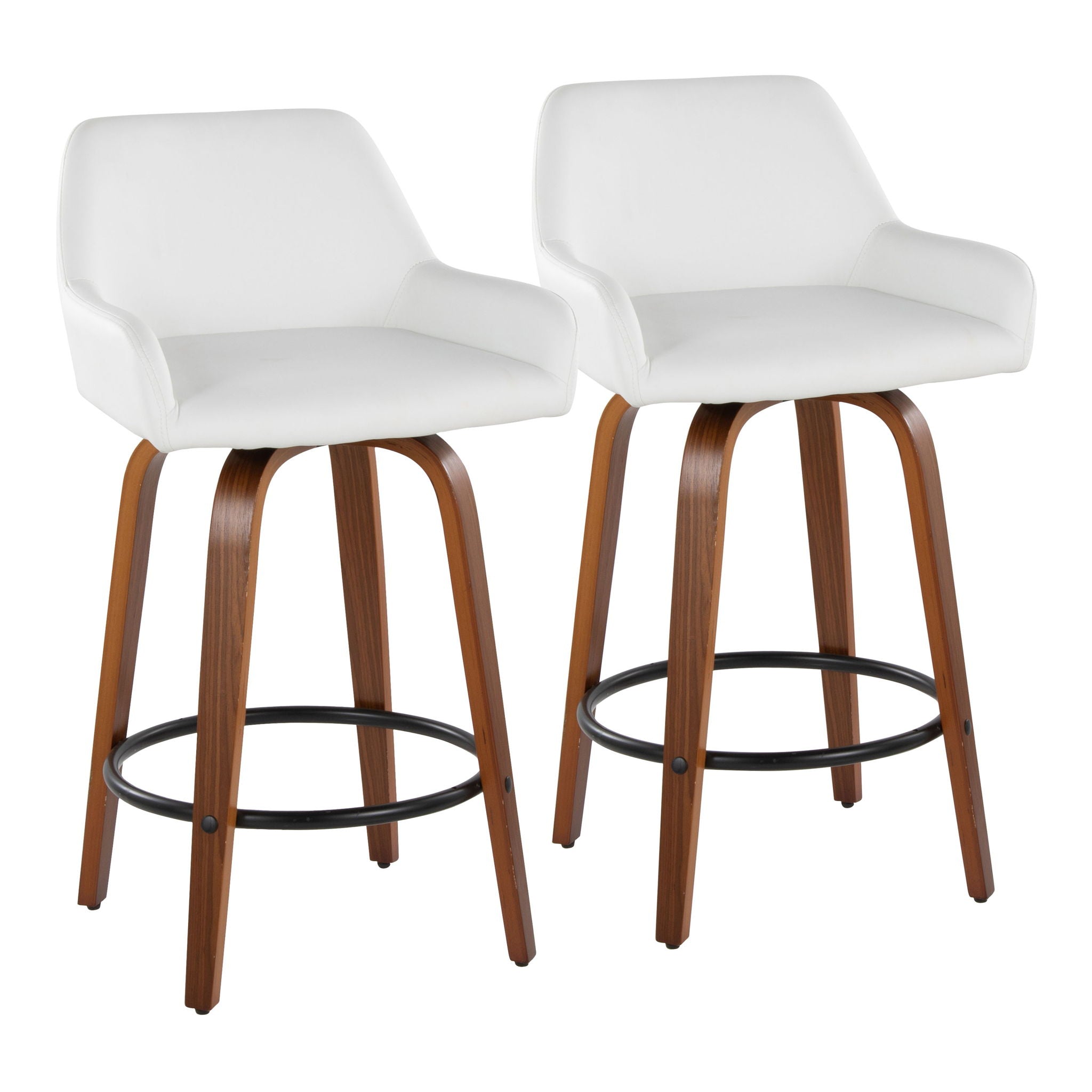 Daniella - Contemporary Fixed Height Counter Stool With Swivel With Round Footrest (Set of 2) - Best Buy Furniture