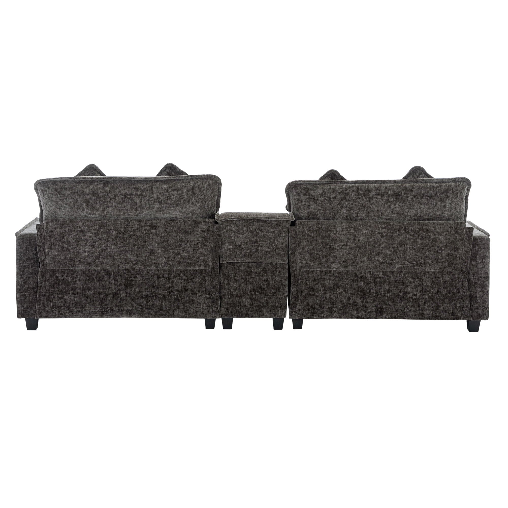 Sectional Sofa Chenille Upholstered Sofa With Two Removable Ottoman, Two USB Ports, Two Cup Holders And Large Storage Box For Living Room - Best Buy Furniture