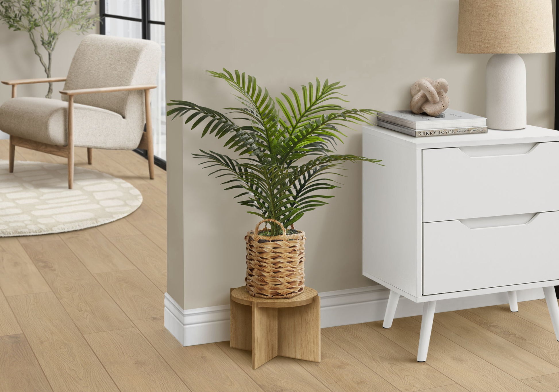24" Tall, Artificial Plant, Palm, Indoor, Faux, Fake, Table, Floor, Greenery, Potted, Real Touch, Decorative - Green / Beige - Best Buy Furniture