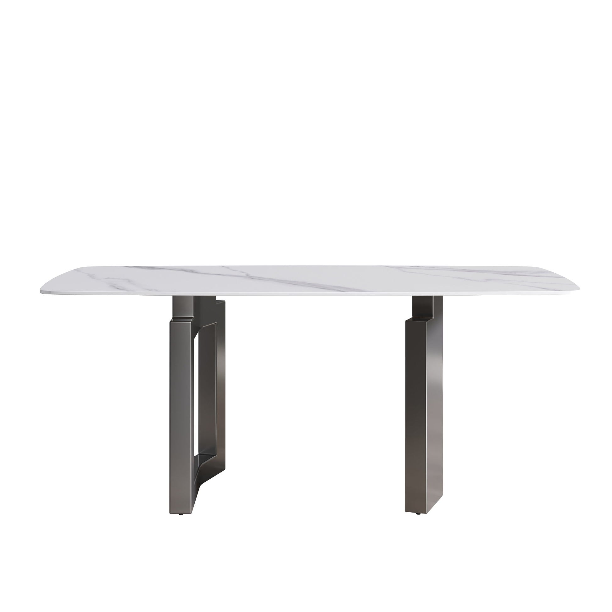70.87" Modern Artificial Stone White Curved Black Metal Leg Dining Table - White / Black - Best Buy Furniture
