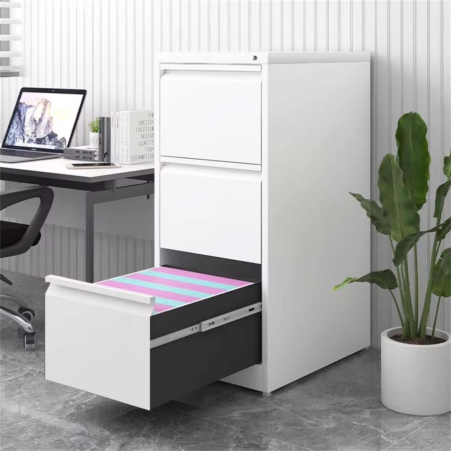 Durable Metal 3 Drawer File Cabinet With Lock For Office Storage - Best Buy Furniture
