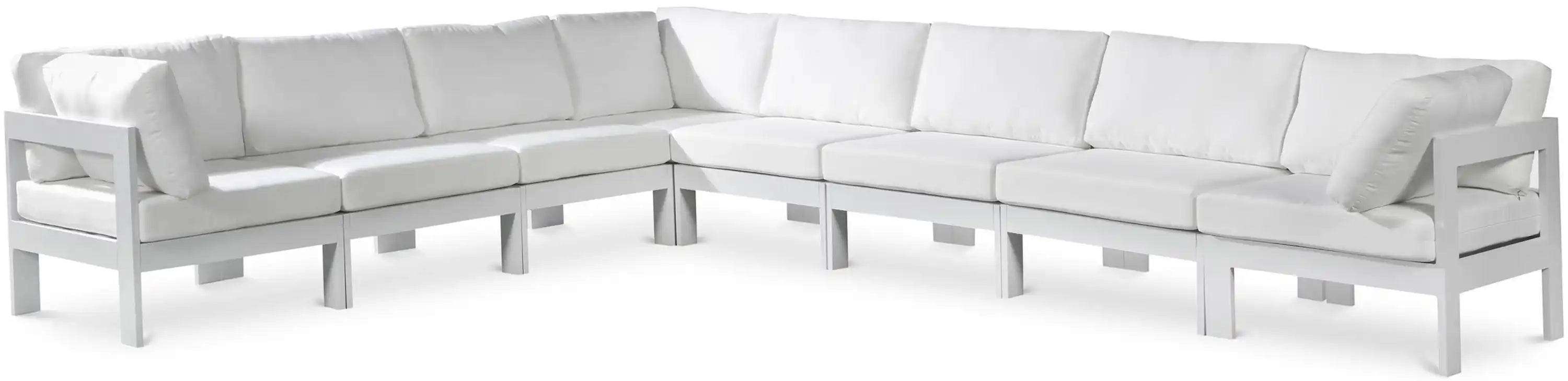 Nizuc - Outdoor Patio 8 Piece Modular Sectional With White Frame - Best Buy Furniture