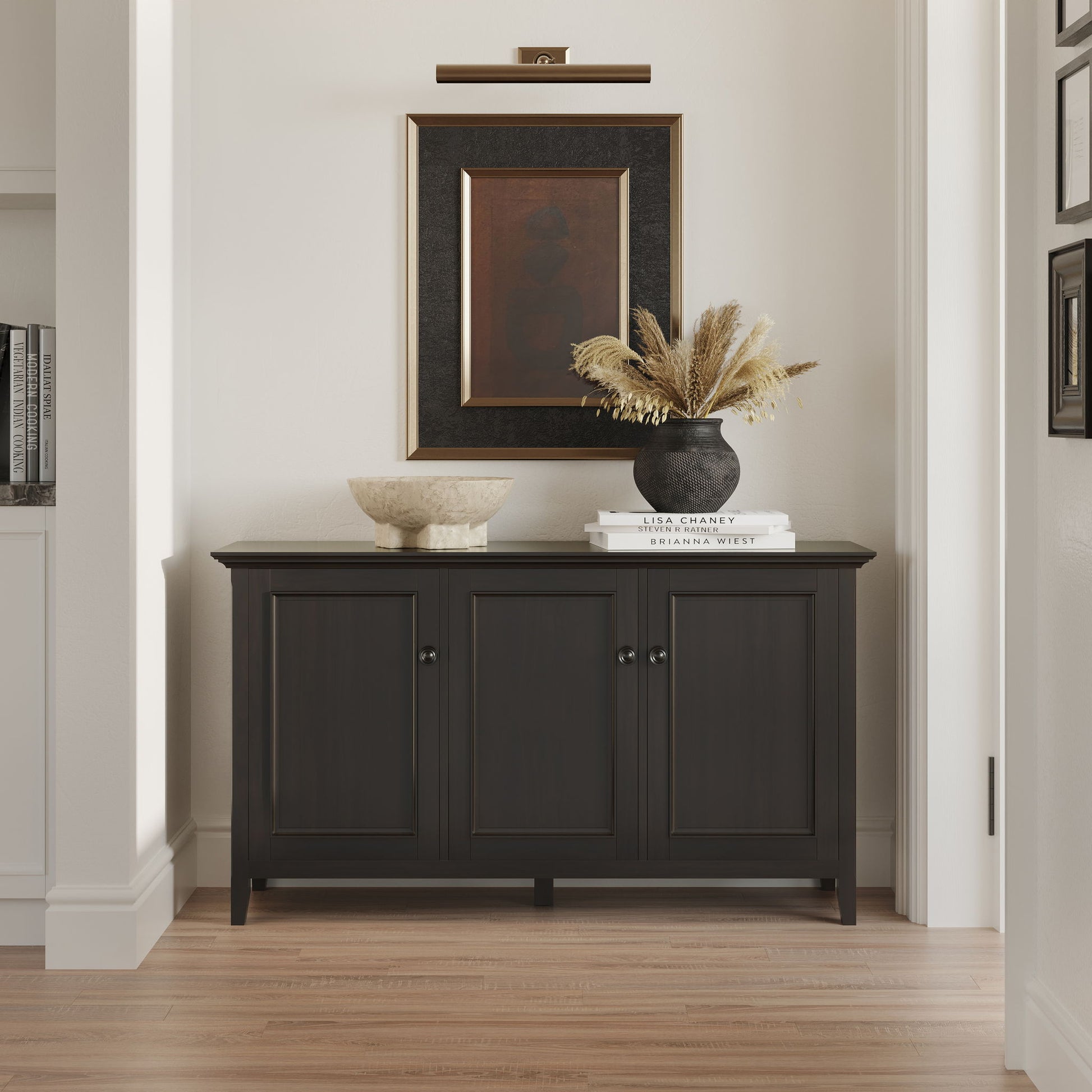 Amherst - Wide 3 Door Storage Cabinet - Hickory Brown - Best Buy Furniture