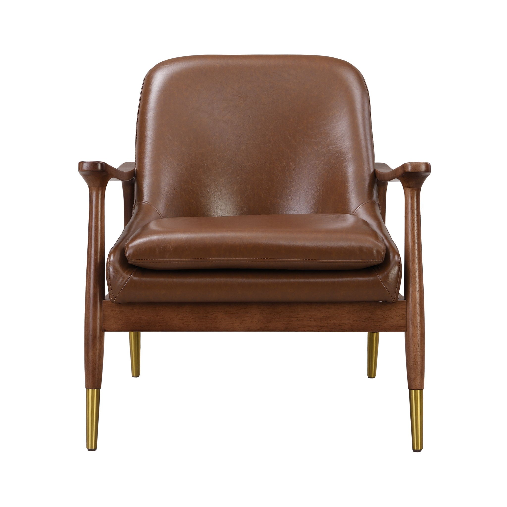 Mid - Century Accent Chair With Cushioned Seat, Brass Tipped Legs - Best Buy Furniture