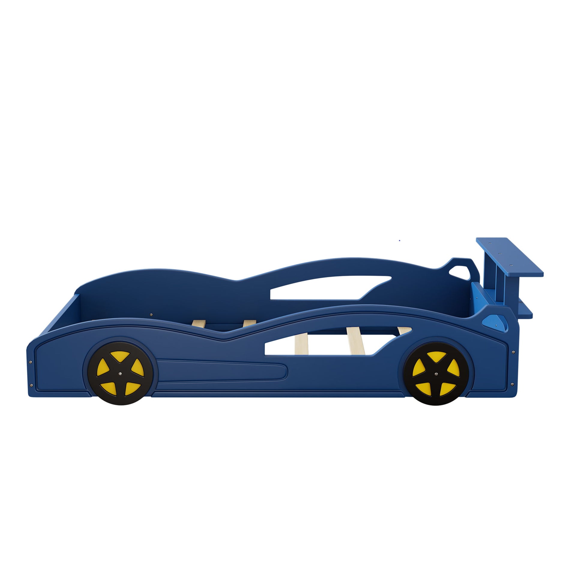 Wooden Race Car Bed, Car Shaped Platform Twin Bed With Wheels For Teens - Best Buy Furniture