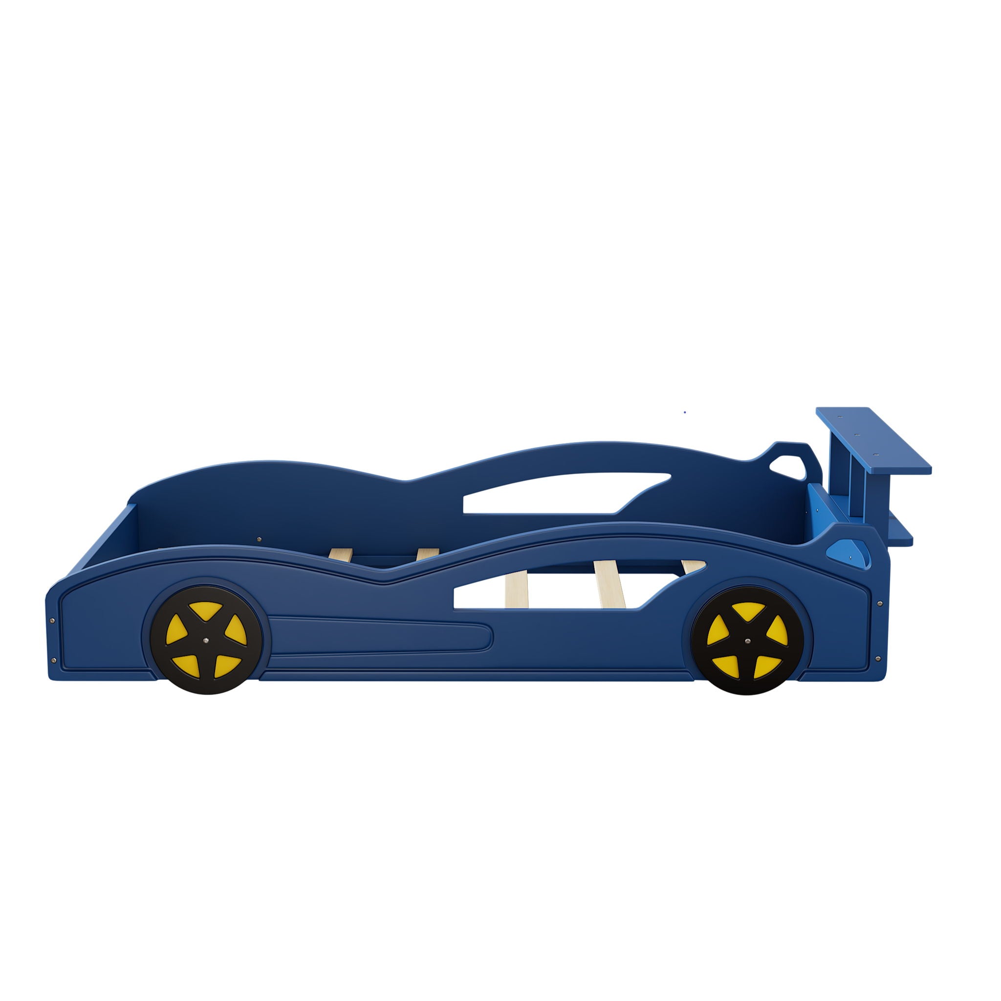 Wooden Race Car Bed, Car Shaped Platform Twin Bed With Wheels For Teens - Best Buy Furniture