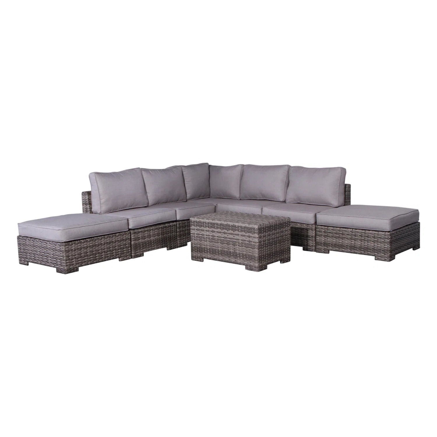 Outdoor 6 Person Wicker Seating Group With Cushions - Gray Mix - Best Buy Furniture