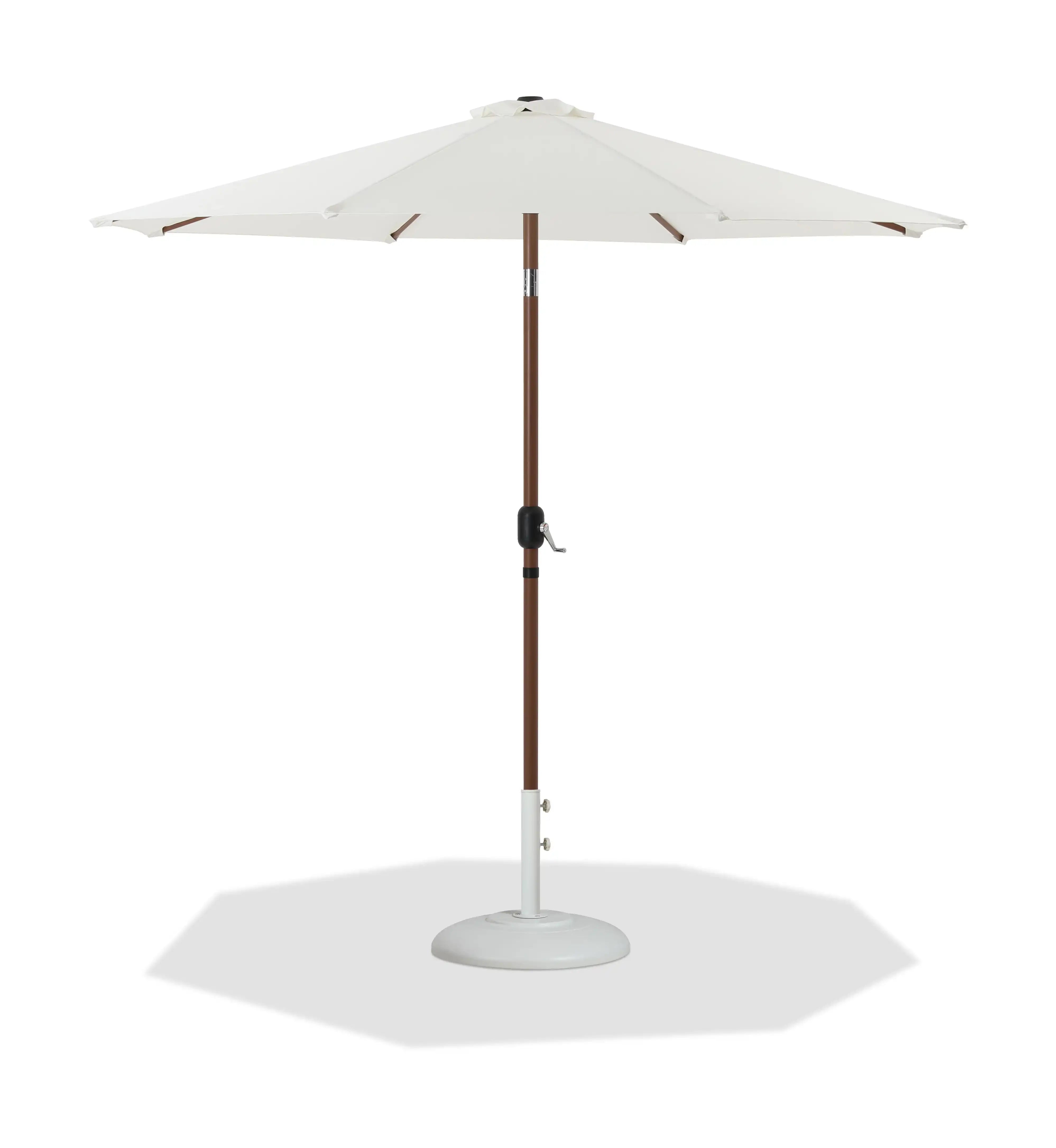 Fiji - Aluminum Patio Umbrella With Round White And Teak Base - Best Buy Furniture