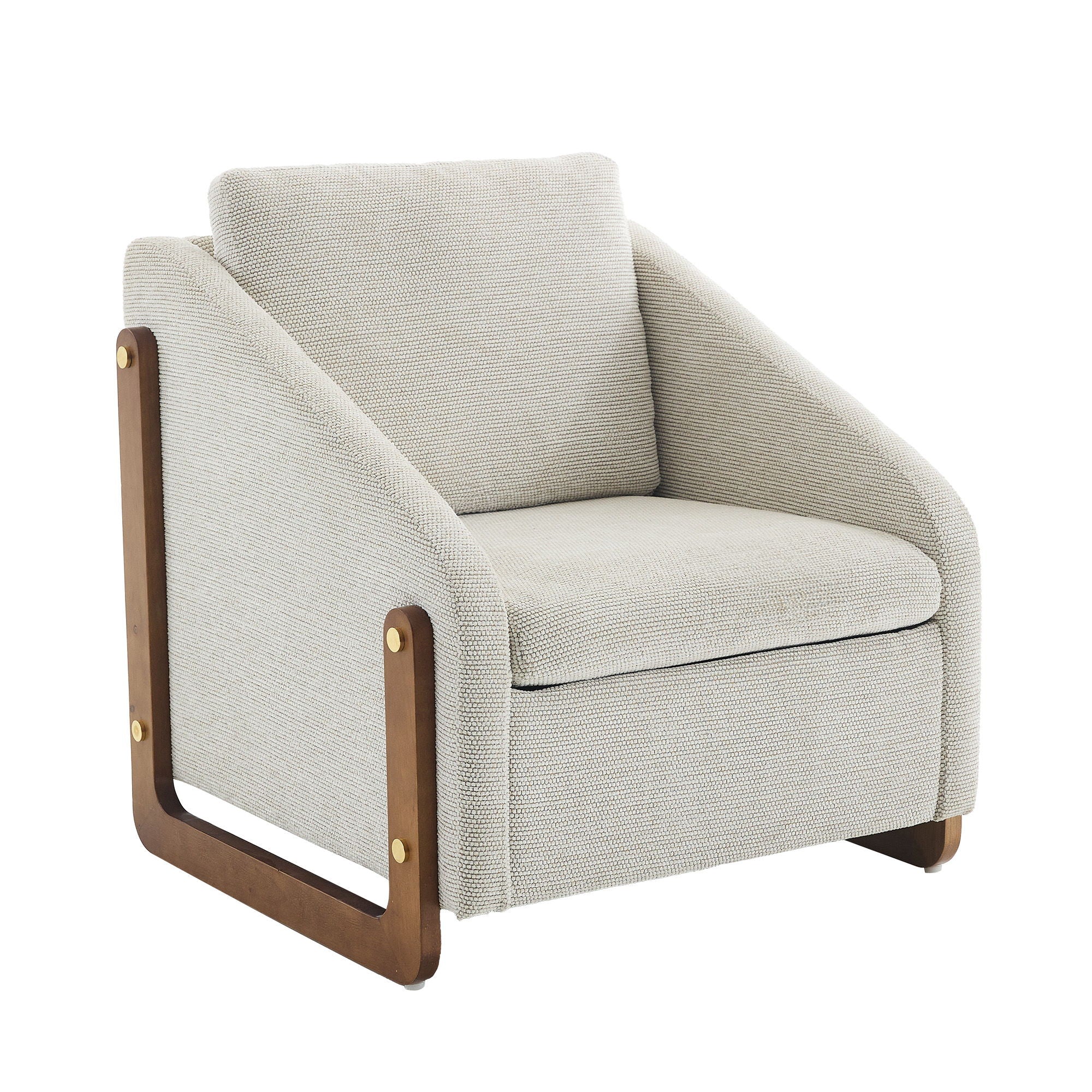Modern Chenille Upholstered Armchair With Wooden Side Frame - Best Buy Furniture