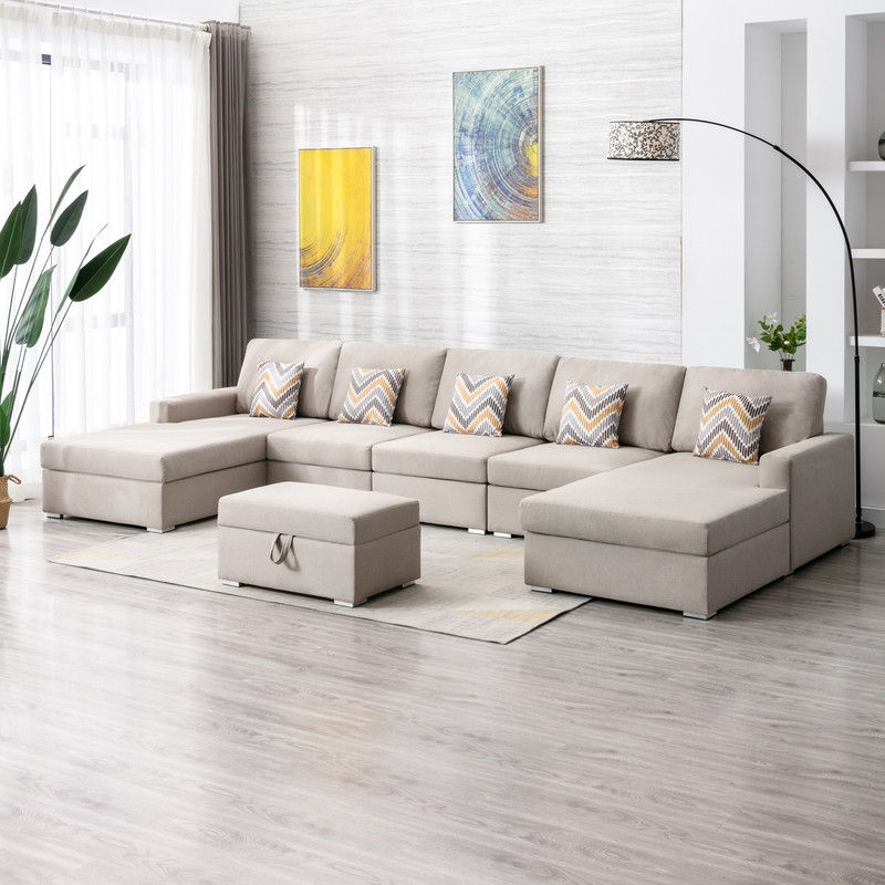 Nolan - Fabric 6 Piece Sectional Sofa With Pillows And Interchangeable Legs - Best Buy Furniture