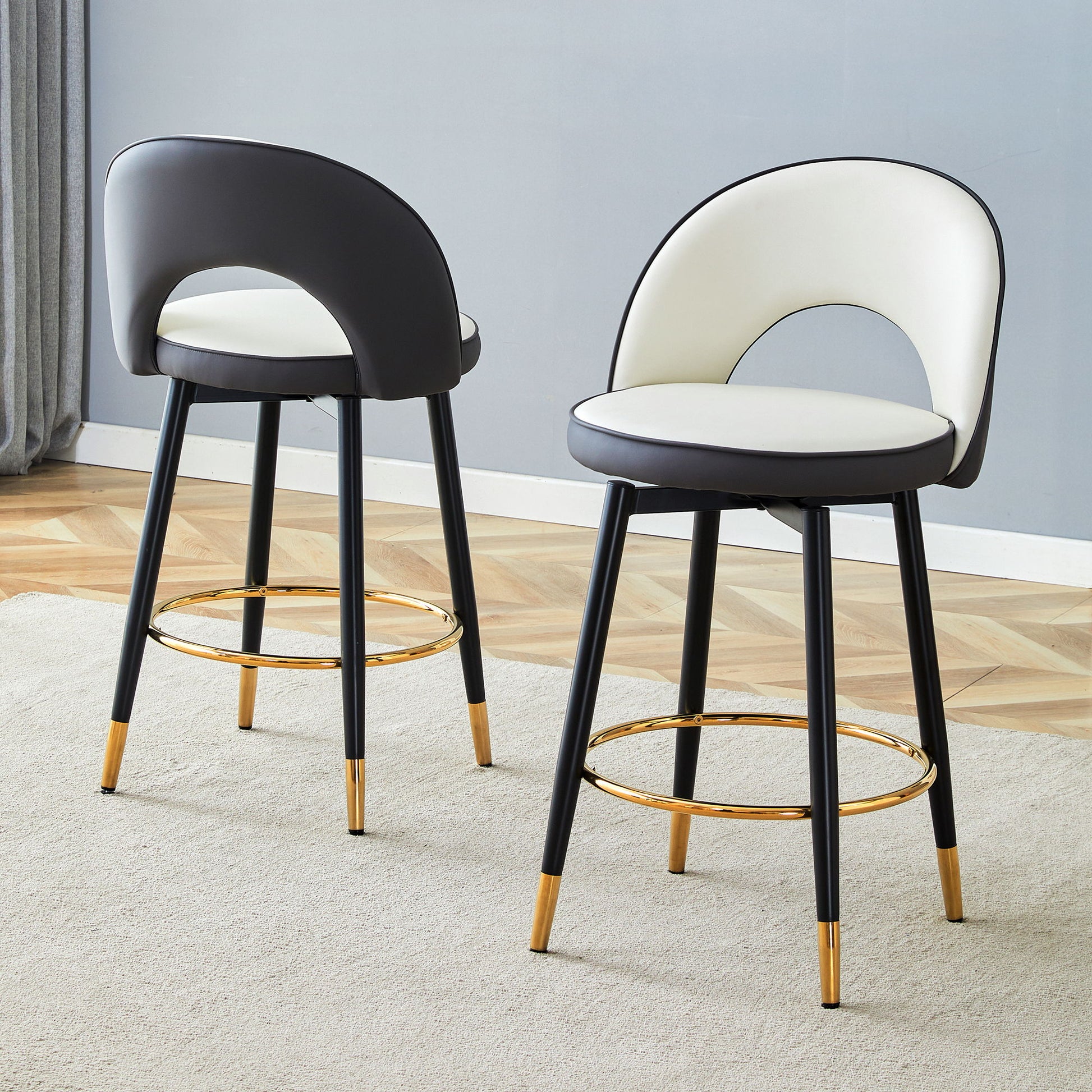 Upholstered Rotatable Bar Chair With Metal Legs For Dining Room - Best Buy Furniture