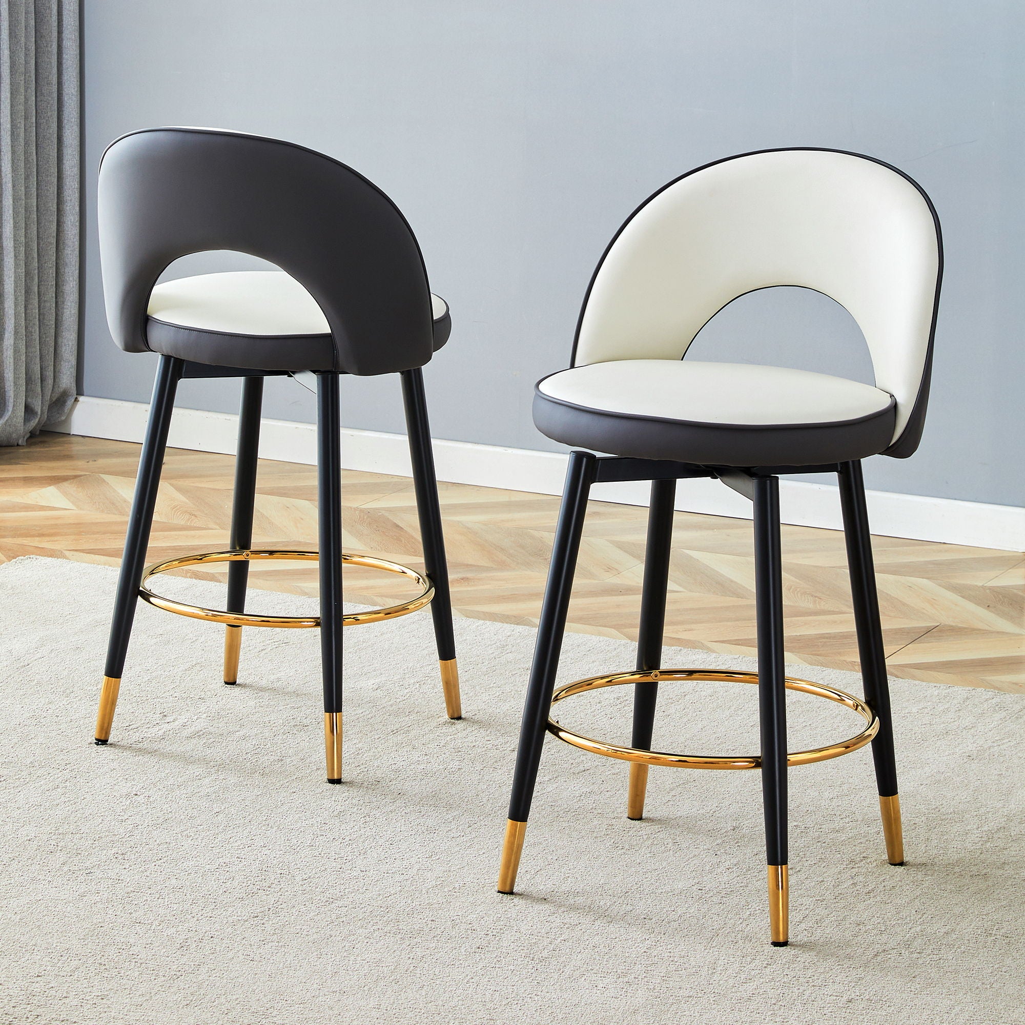 Upholstered Rotatable Bar Chair With Metal Legs For Dining Room - Best Buy Furniture
