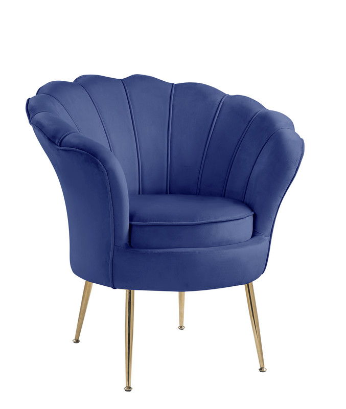 Angelina - Velvet Scalloped Back Barrel Accent Chair With Metal Legs - Best Buy Furniture