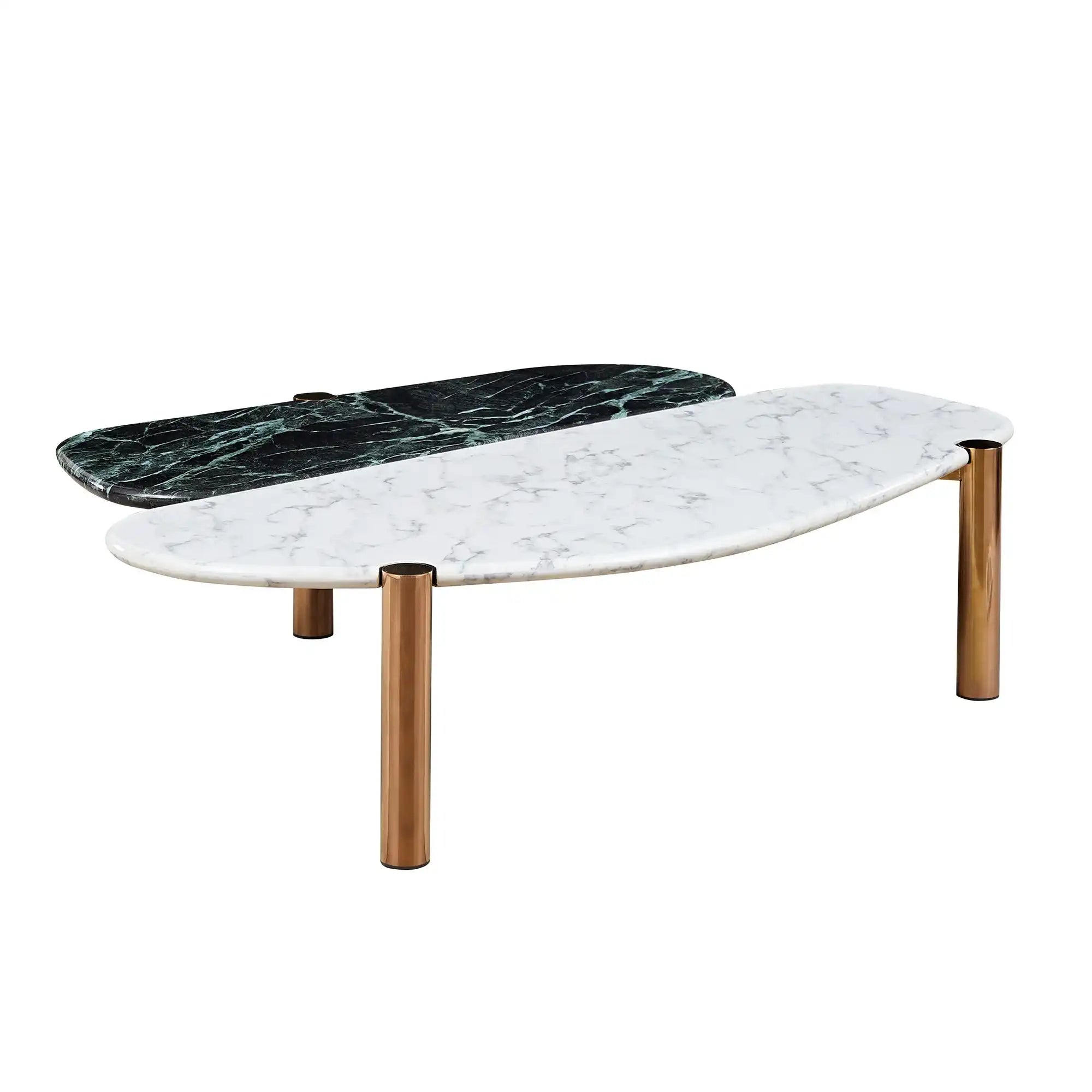 Faux Marble Coffee Tables Accent Tea Tables with Gold Metal Foot for Living Room Home Office - Best Buy Furniture