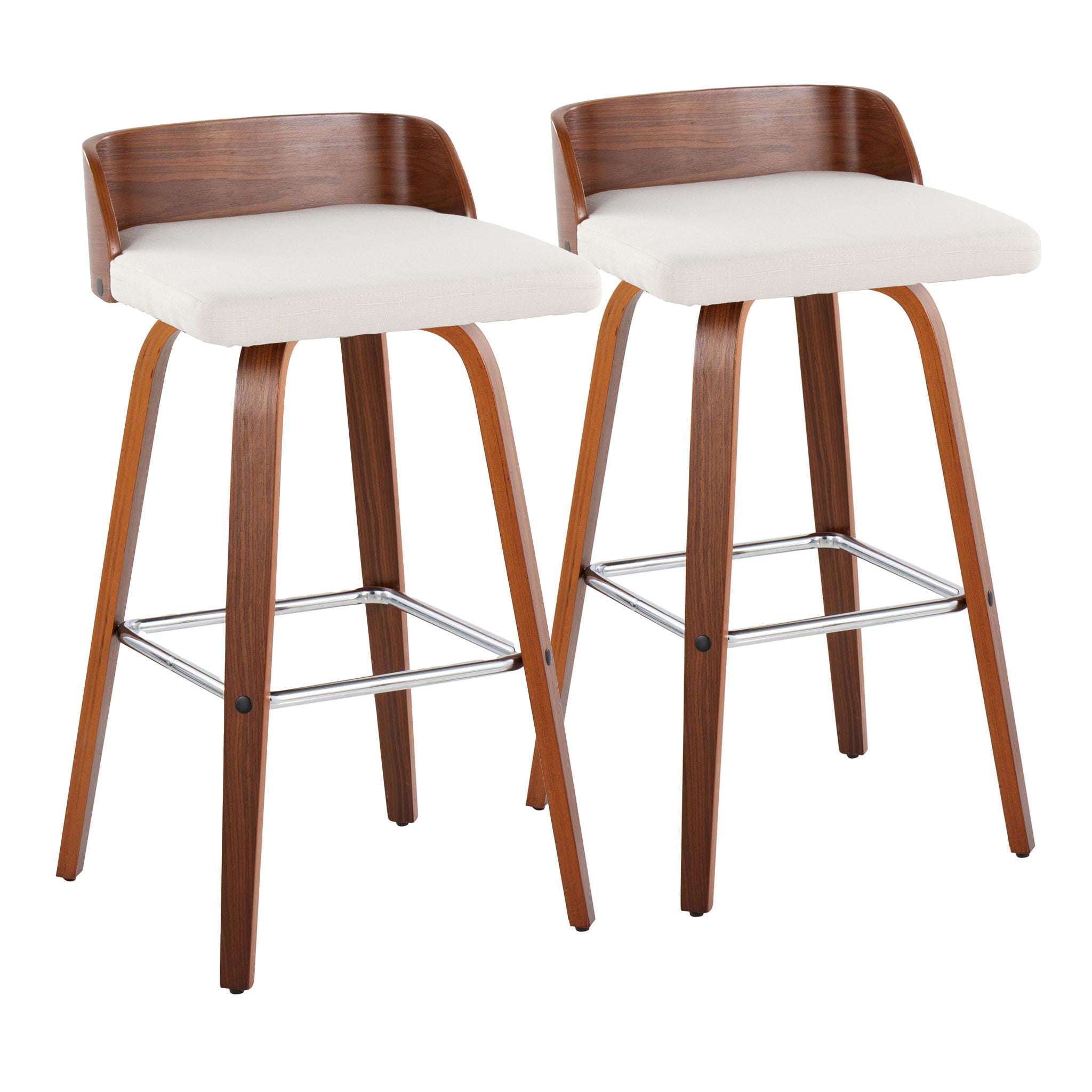 Maya - Mid Century Modern Fixed Height Barstool With Swivel With Square Footrest (Set of 2) - Best Buy Furniture