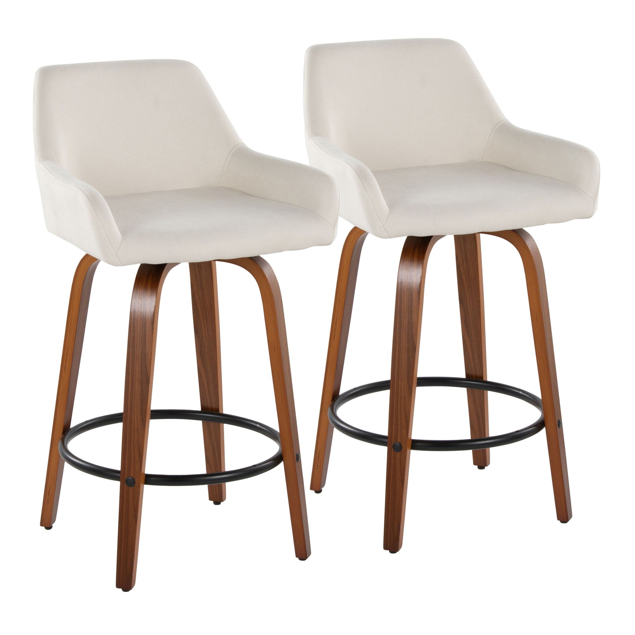 Daniella - Contemporary Fixed Height Counter Stool With Swivel With Round Footrest (Set of 2) - Best Buy Furniture
