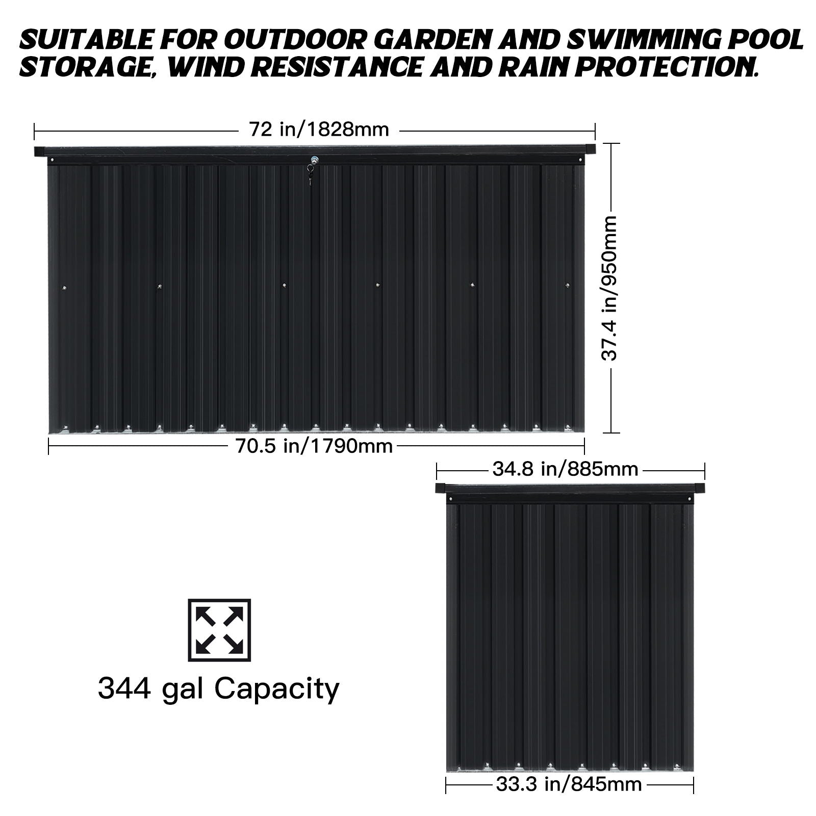 Metal Storage Box Store Large Out Door Use - Black - Best Buy Furniture