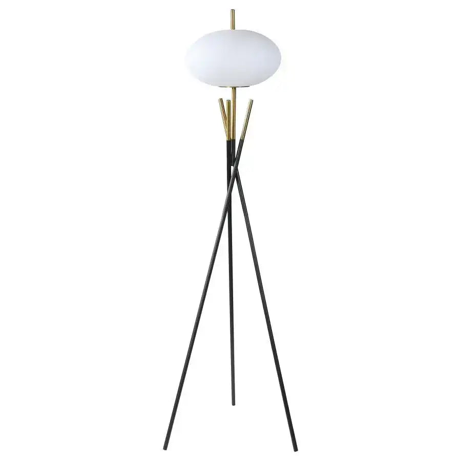 Layton - White Orb Shade Tripod Floor Lamp - Black - Best Buy Furniture