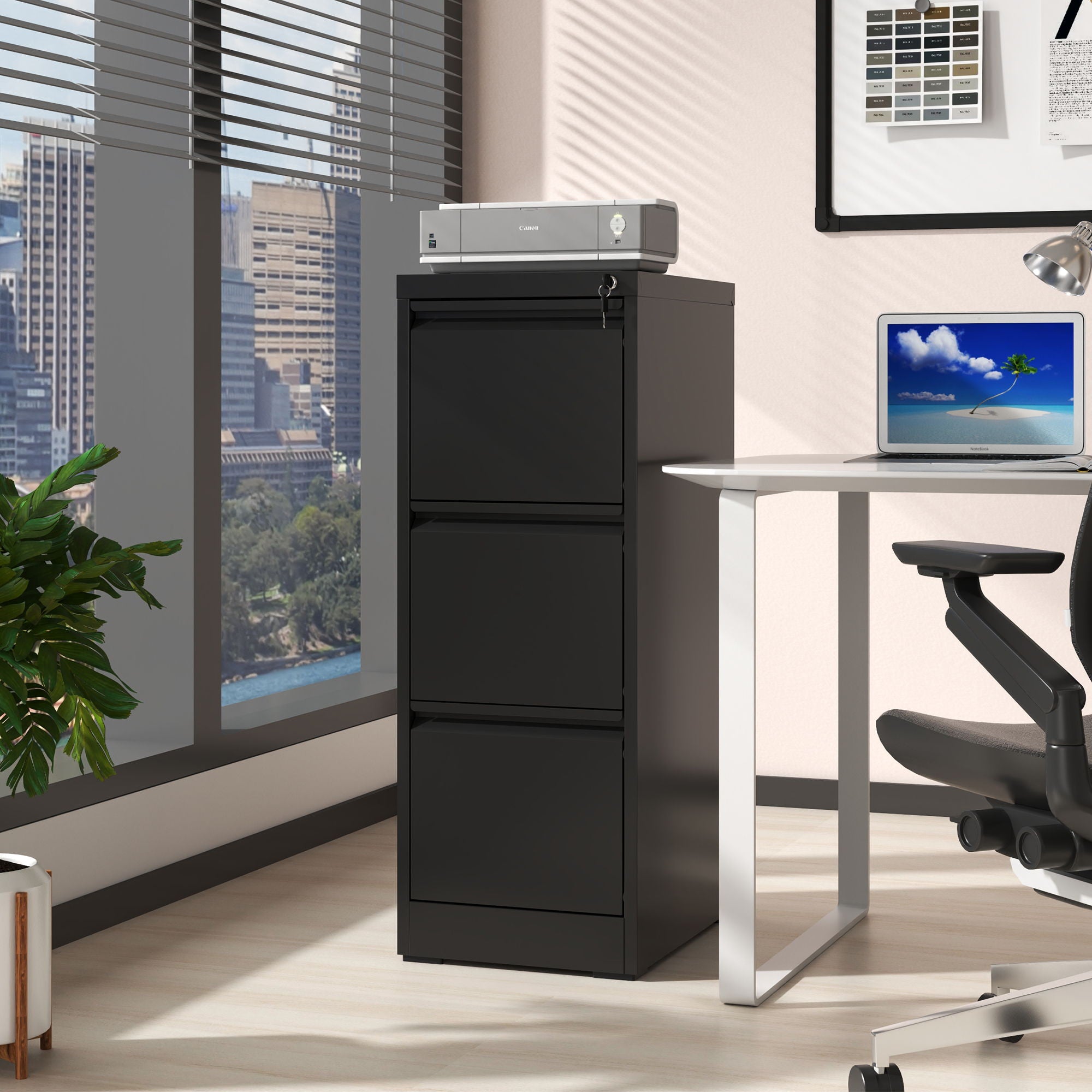 Steel Drawer Vertical File Cabinet With Lock For A4 Legal / Letter Size - Best Buy Furniture