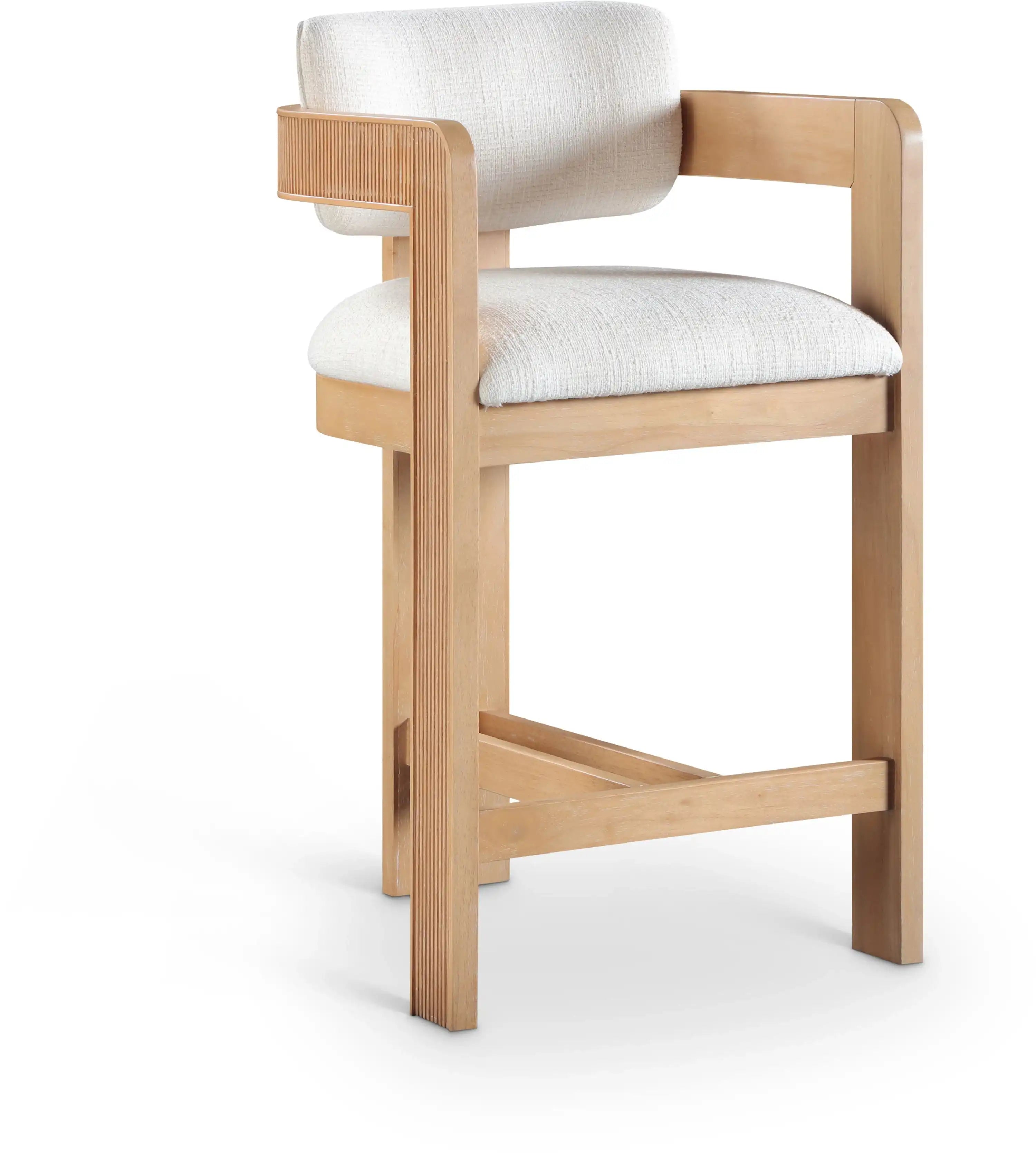 Sacha - Linen Stool With Natural Base - Best Buy Furniture