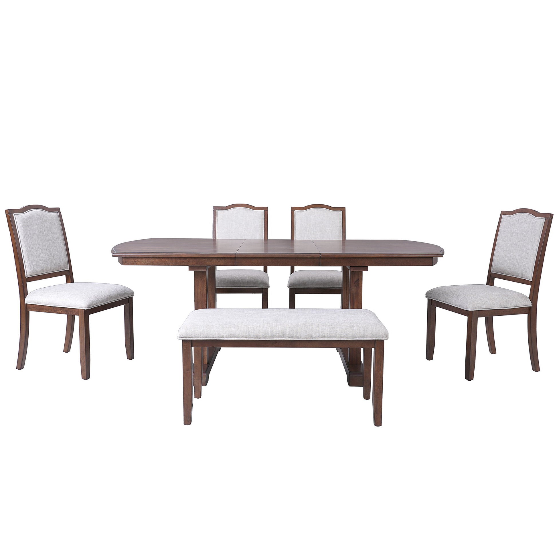6 Piece Extendable Dining Table Set, Wood Table With Removable Leaf, 4 Upholstered Chairs And Bench - Cherry - Best Buy Furniture