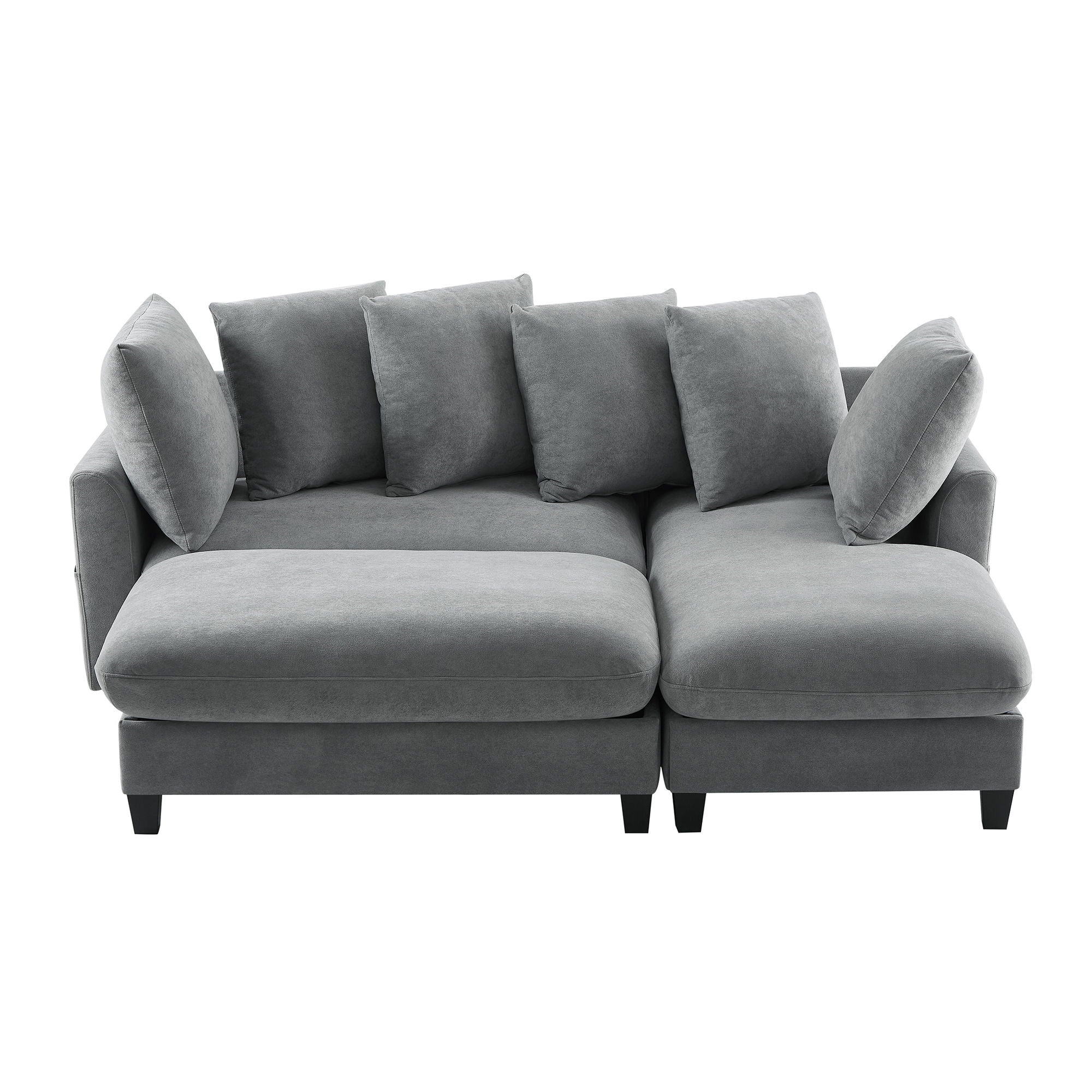 Upholstered L Shaped Sectional Sofa With Storage, Movable Ottoman, And 6 Throw Pillows - Best Buy Furniture