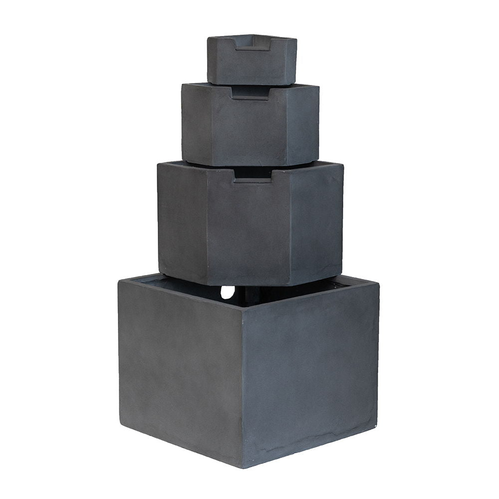 Cement 4 Tier Block Water Fountain Outdoor - Gray - Best Buy Furniture