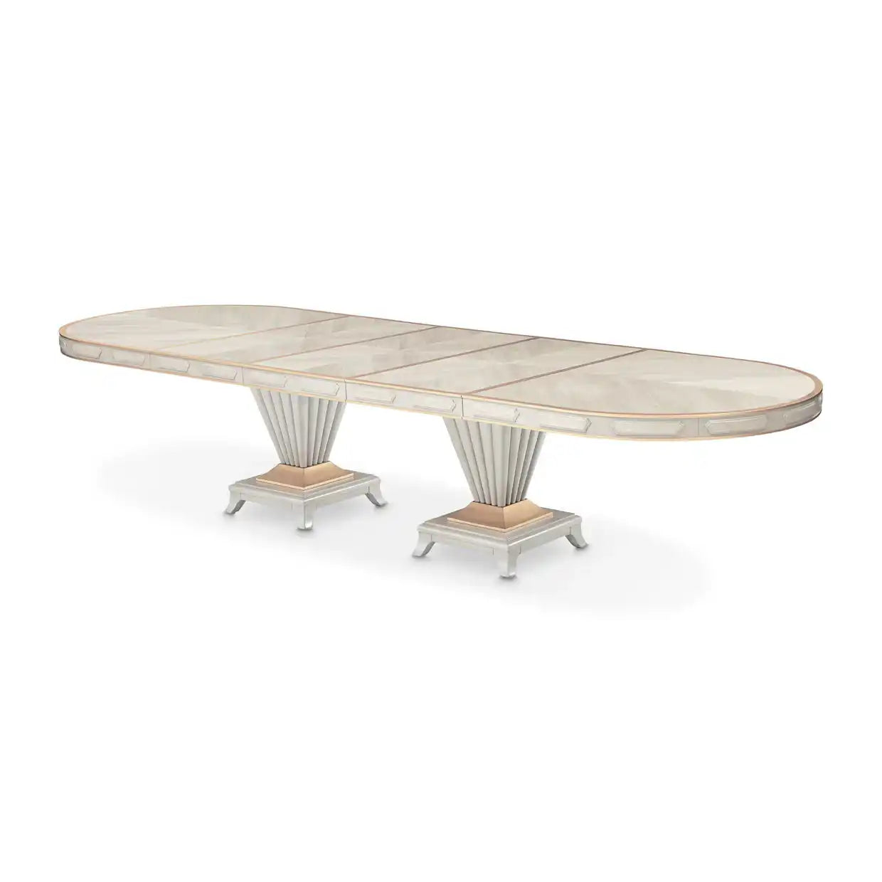 St. Charles - Double Pedestal Dining Table - Dove Gray - Best Buy Furniture