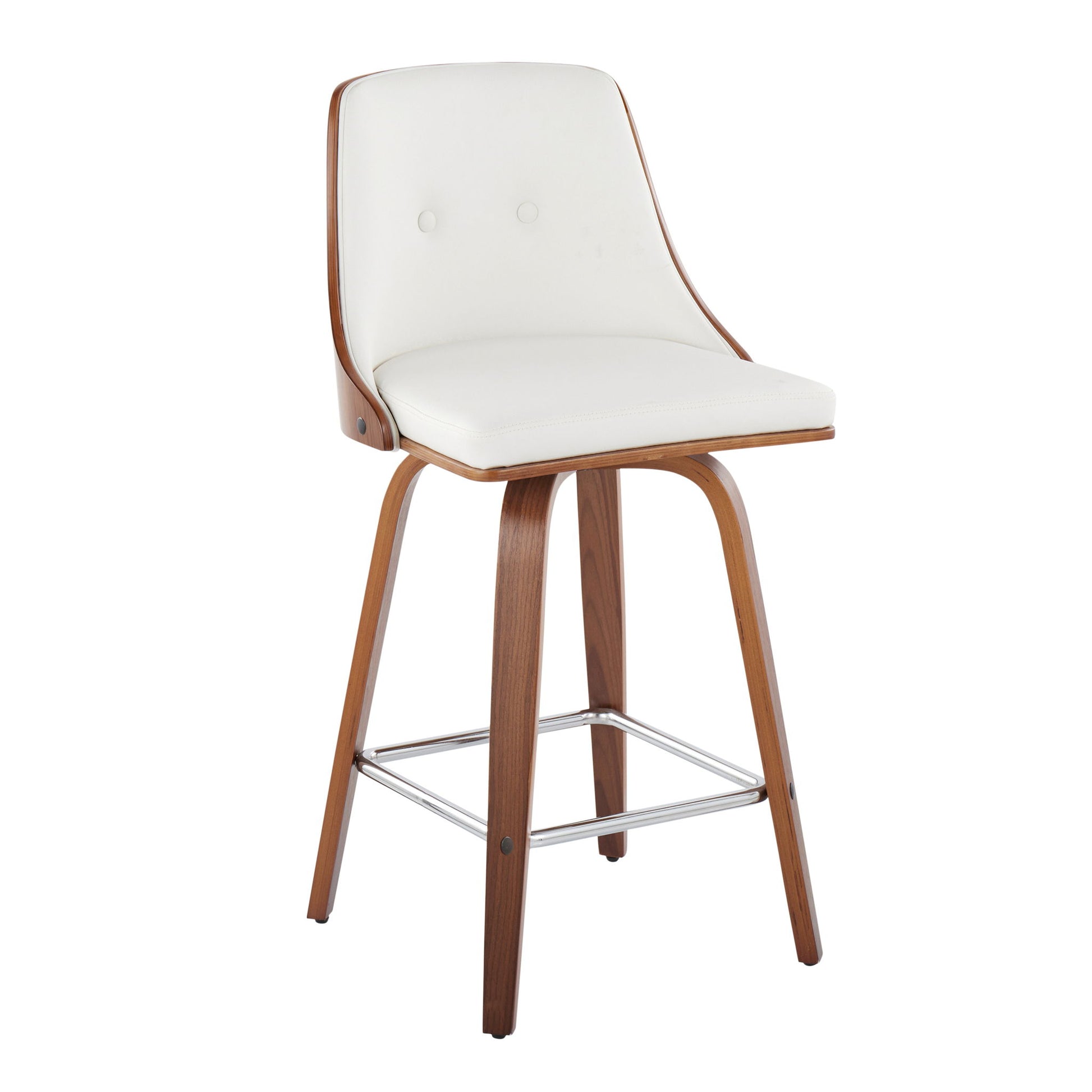 Gianna - Mid Century Modern Fixed Height Counter Stool With Swivel With Square Footrest (Set of 2) - Best Buy Furniture