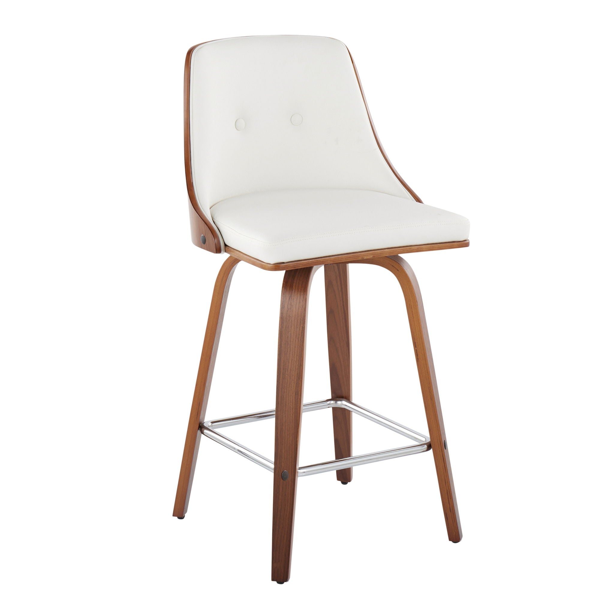 Gianna - Mid Century Modern Fixed Height Counter Stool With Swivel With Square Footrest (Set of 2) - Best Buy Furniture