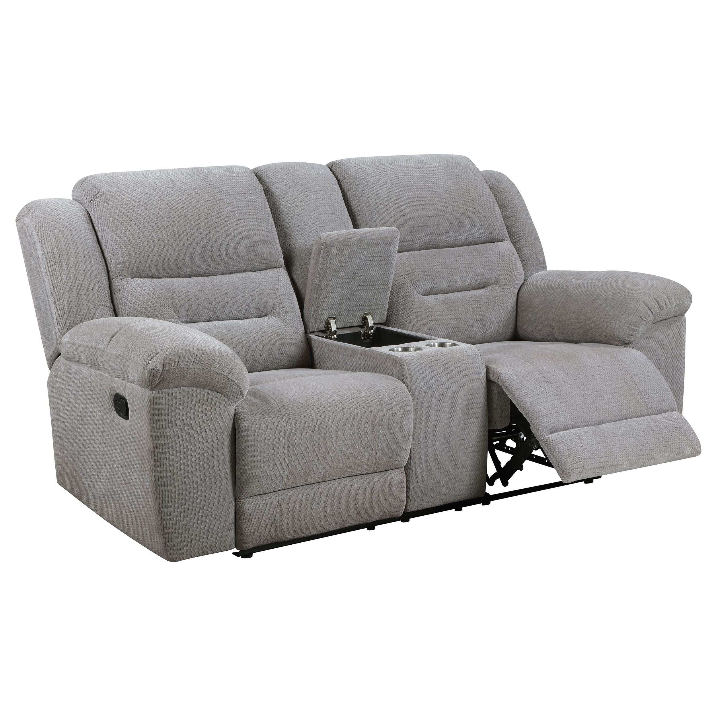 Gilson - Chenille Upholstered Reclining Loveseat - Gray - Best Buy Furniture