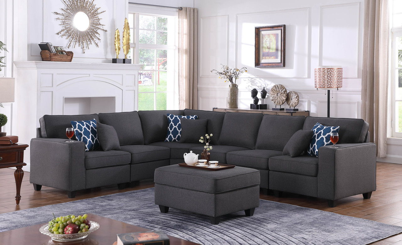 Cooper - Sectional Sofa With Ottomans And Cupholder - Best Buy Furniture