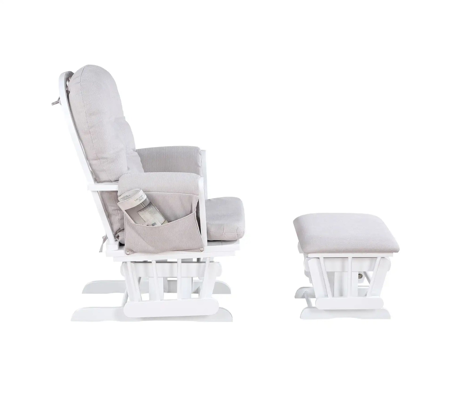 Mason - Glider And Ottoman White Wood - Best Buy Furniture